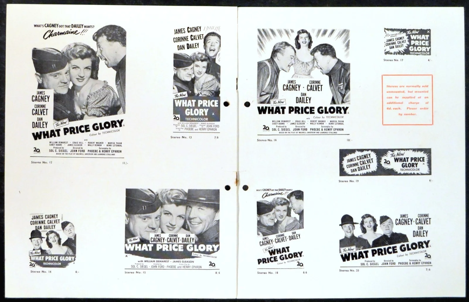 WHAT PRICE GLORY 1952 James Cagney, Corinne Calvet, Dan Dailey UK PRESSBOOK, изображение 2
