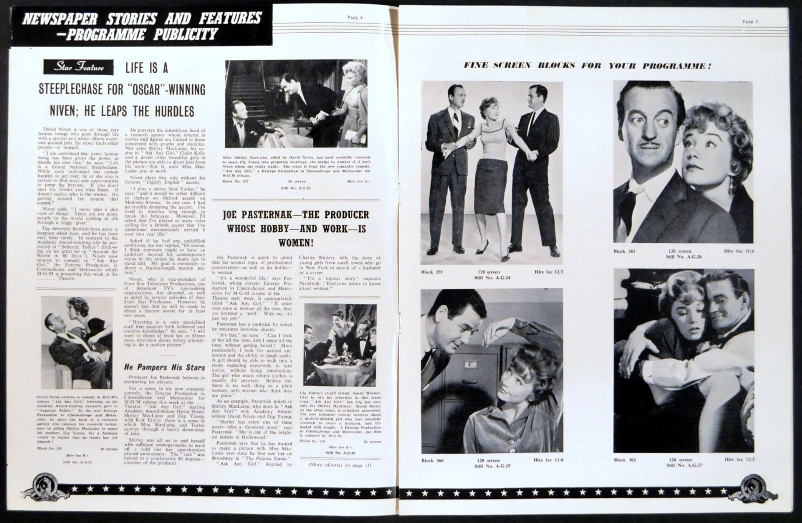 ASK ANY GIRL 1959 David Niven, Shirley MacLaine, Gig Young UK PRESSBOOK, изображение 3