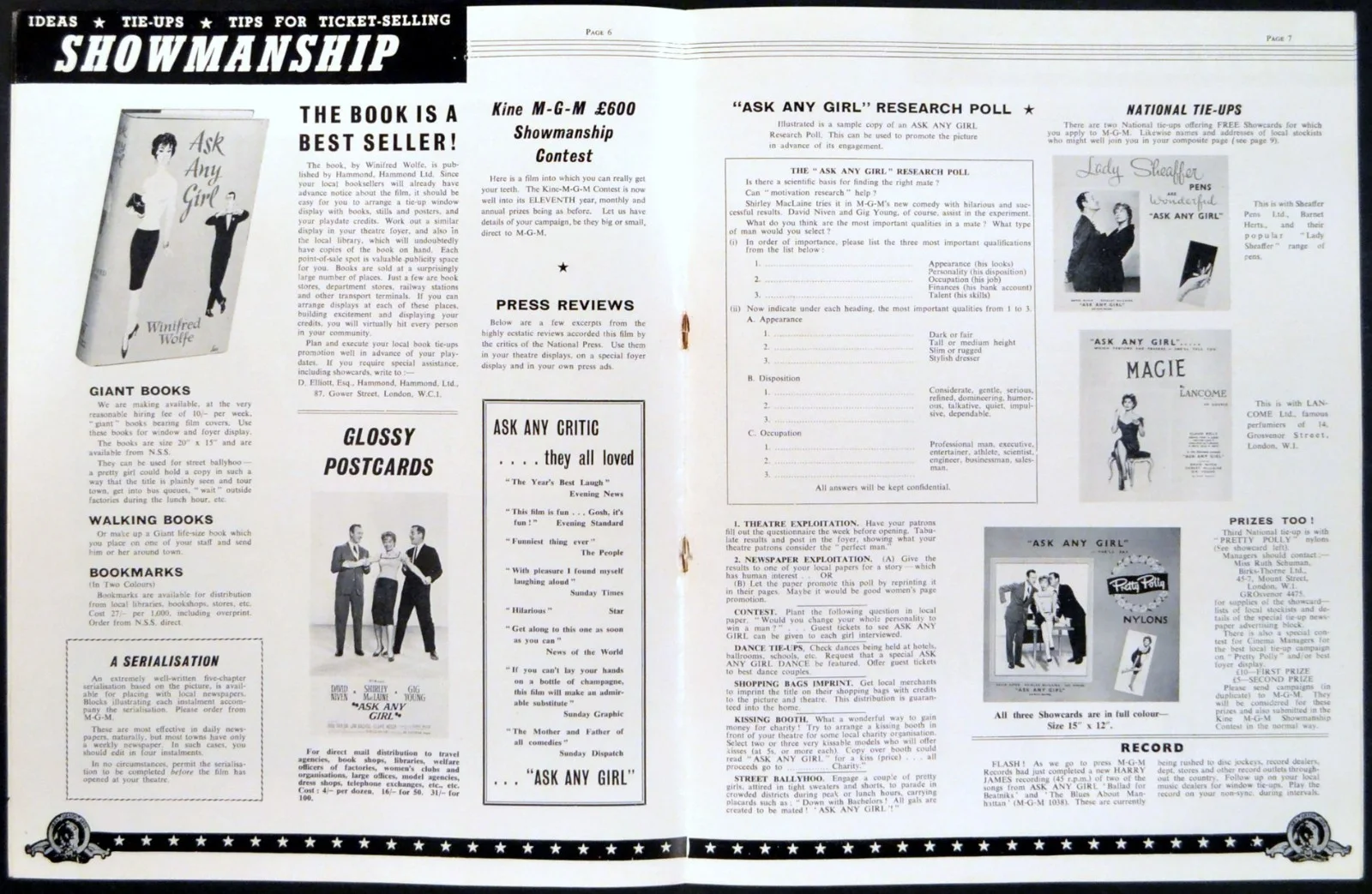 ASK ANY GIRL 1959 David Niven, Shirley MacLaine, Gig Young UK PRESSBOOK, изображение 4