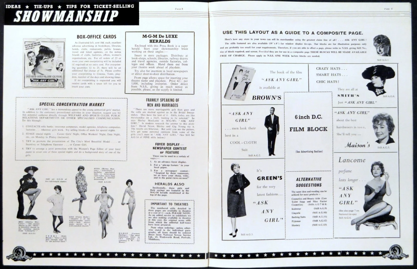 ASK ANY GIRL 1959 David Niven, Shirley MacLaine, Gig Young UK PRESSBOOK, изображение 5