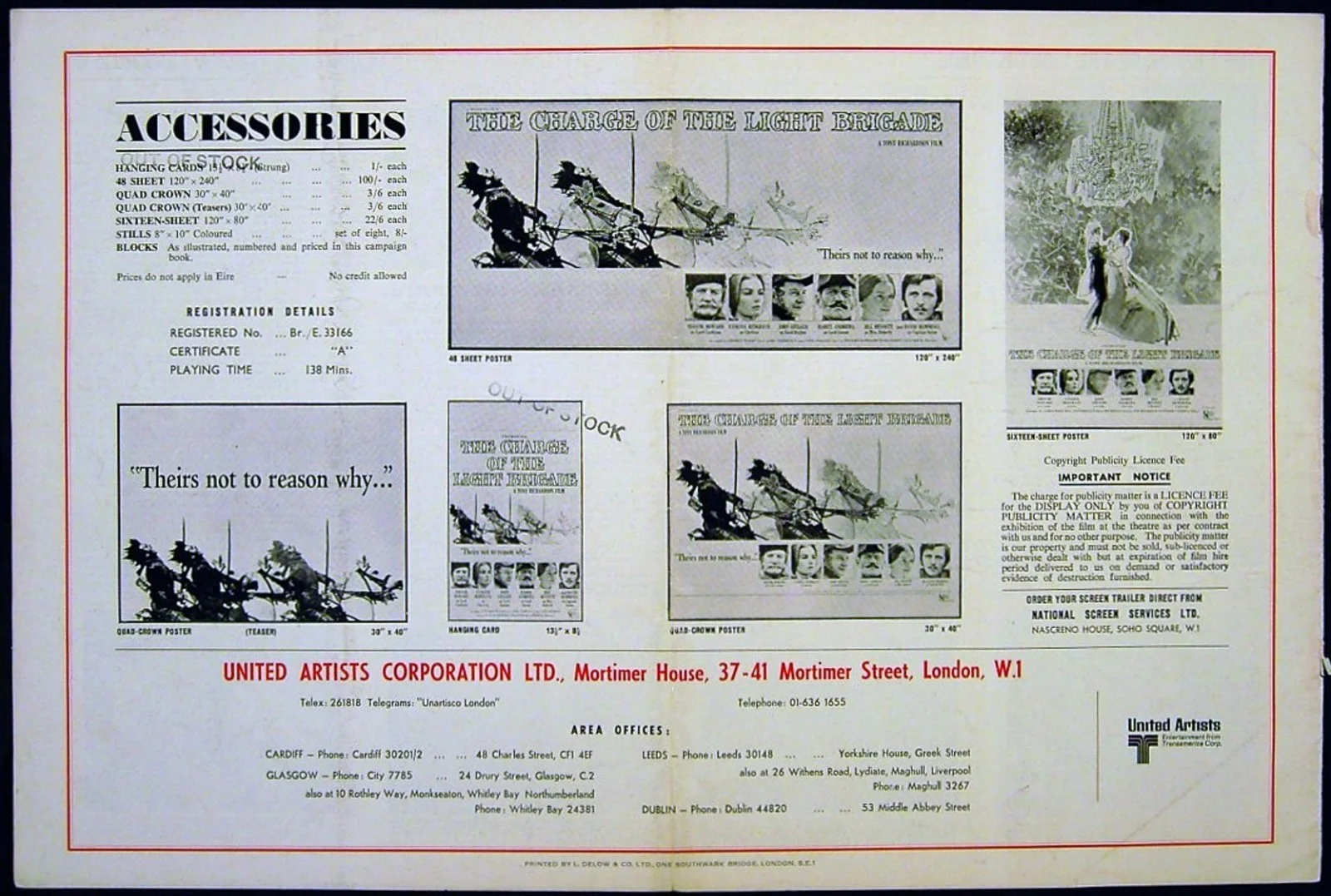 CHARGE OF THE LIGHT BRIGADE 1968 Trevor Howard, Vanessa Redgrave UK PRESSBOOK, изображение 2