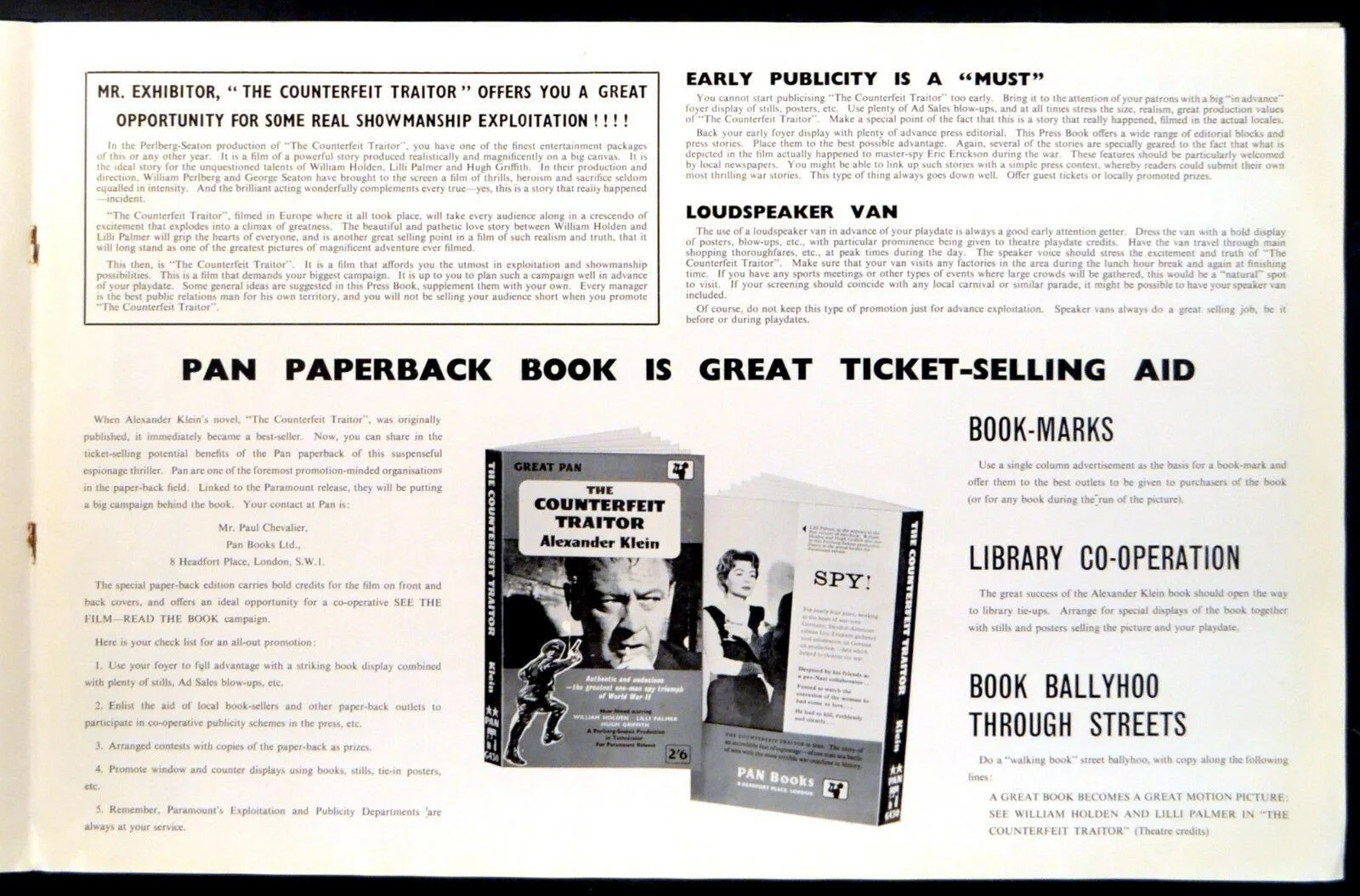 COUNTERFEIT TRAITOR 1962 William Holden Lilli Palmer Hugh Griffith CAMPAIGN BOOK, изображение 2