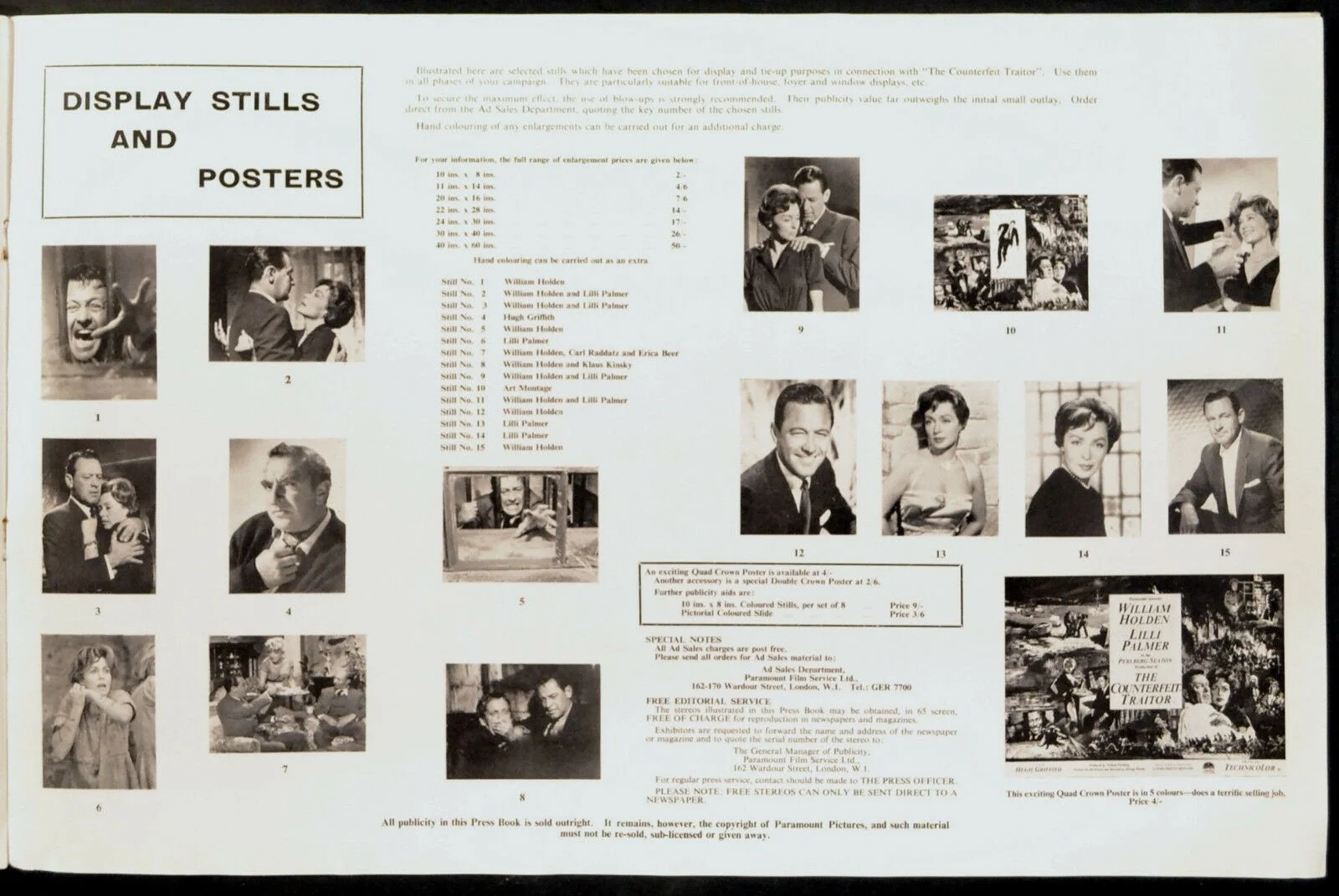 COUNTERFEIT TRAITOR 1962 William Holden Lilli Palmer Hugh Griffith CAMPAIGN BOOK, изображение 4