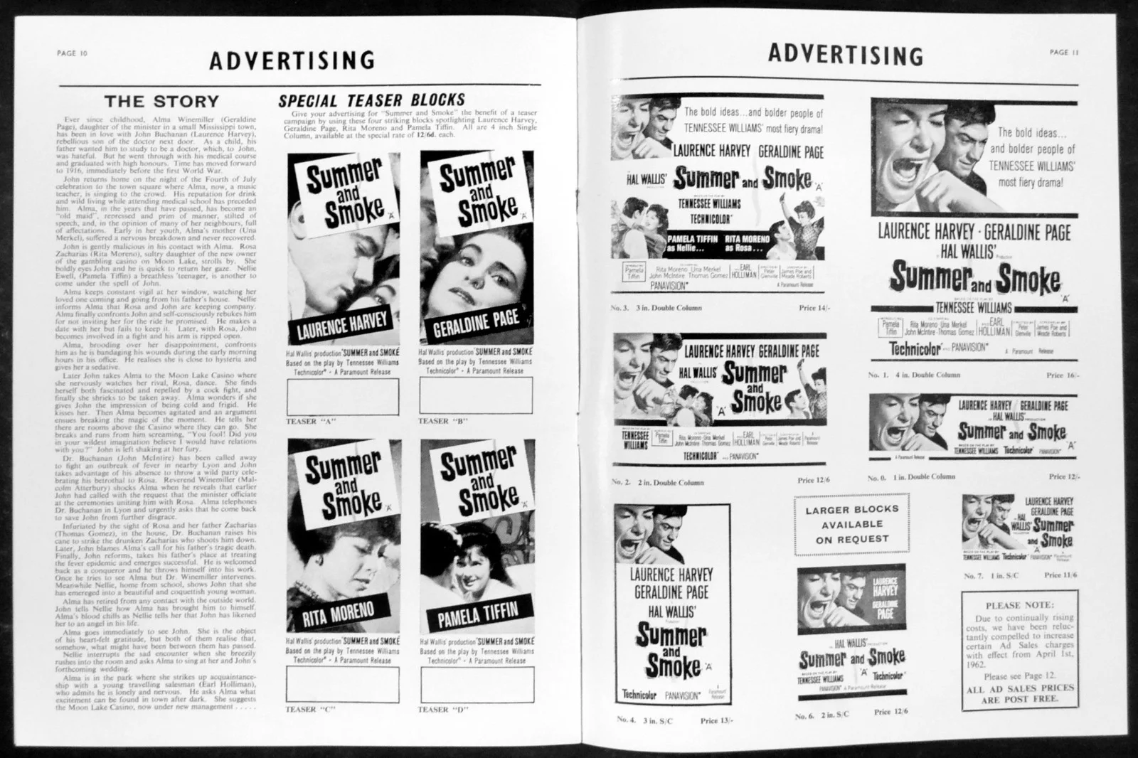 SUMMER AND SMOKE 1961 Laurence Harvey, Geraldine Page UK PRESSBOOK, image 2