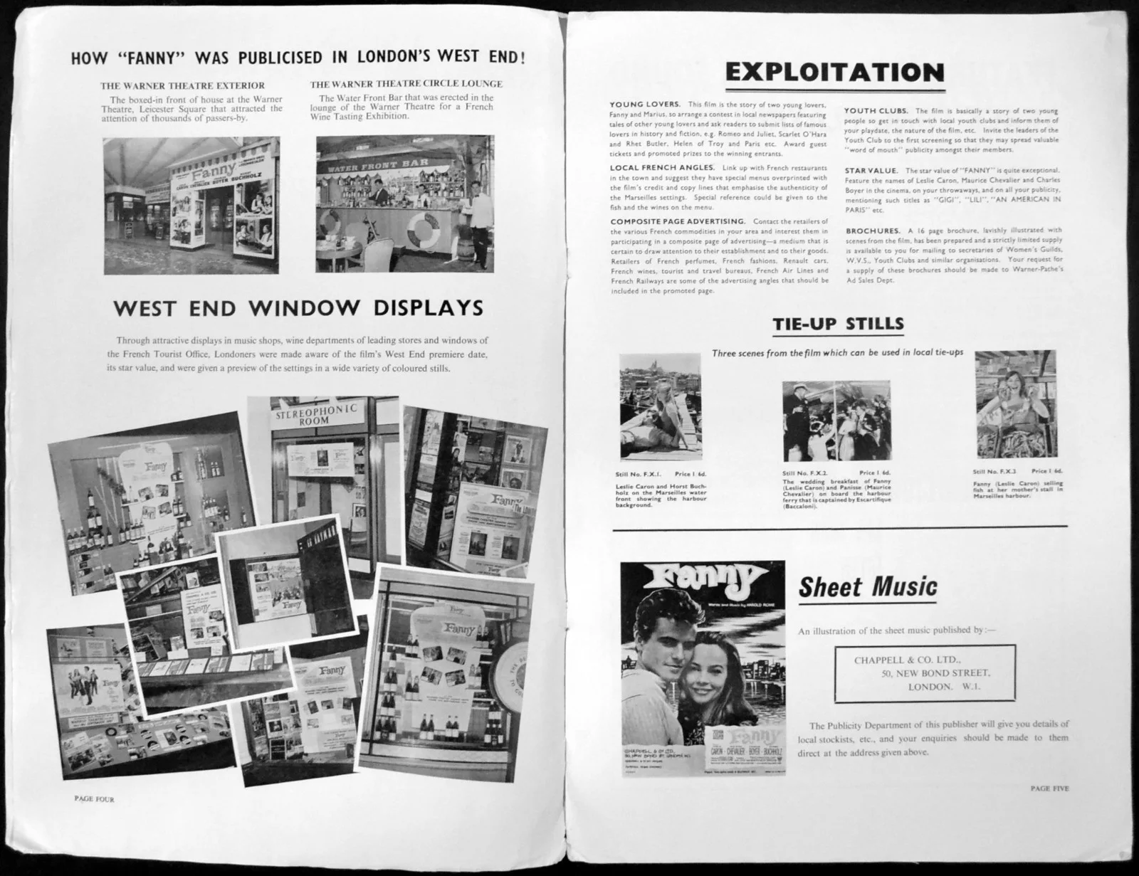FANNY 1961 Leslie Caron Maurice Chevalier Charles Boyer Horst Buchholz PRESSBOOK, изображение 2