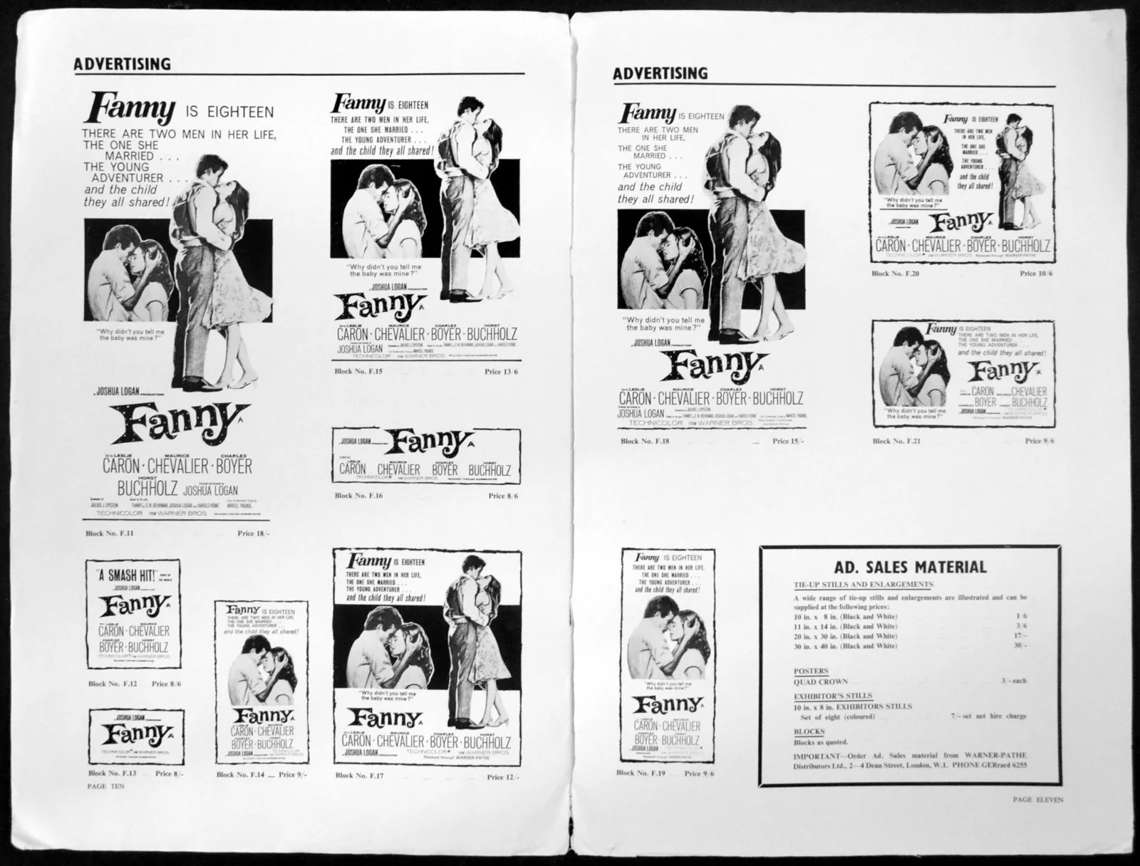 FANNY 1961 Leslie Caron Maurice Chevalier Charles Boyer Horst Buchholz PRESSBOOK, изображение 4