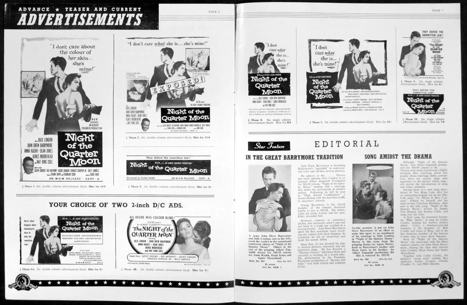 NIGHT OF THE QUARTER MOON 1959 Julie London, John Drew Barrymore UK PRESSBOOK, изображение 2