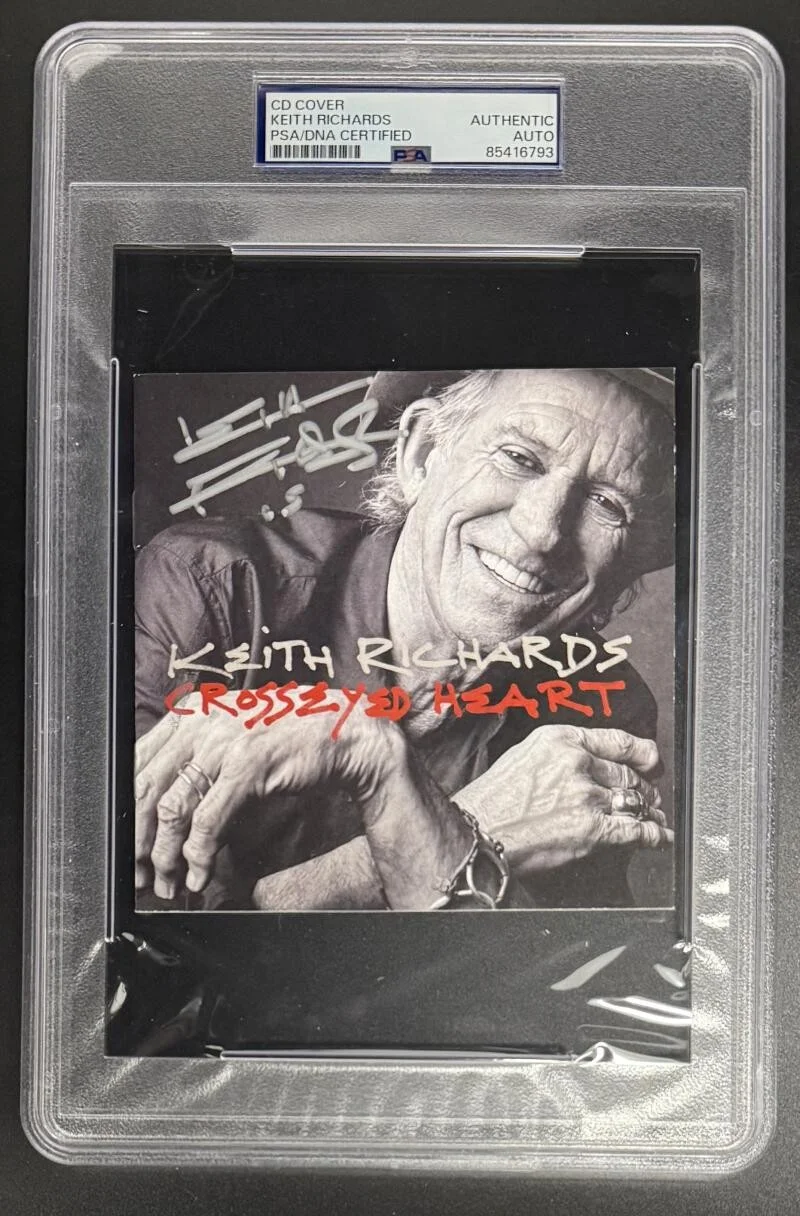 Keith Richards — Keith Richards Signed Autograph PSA/DNA Slabbed Cross Eyed Heart CD Cover COA B