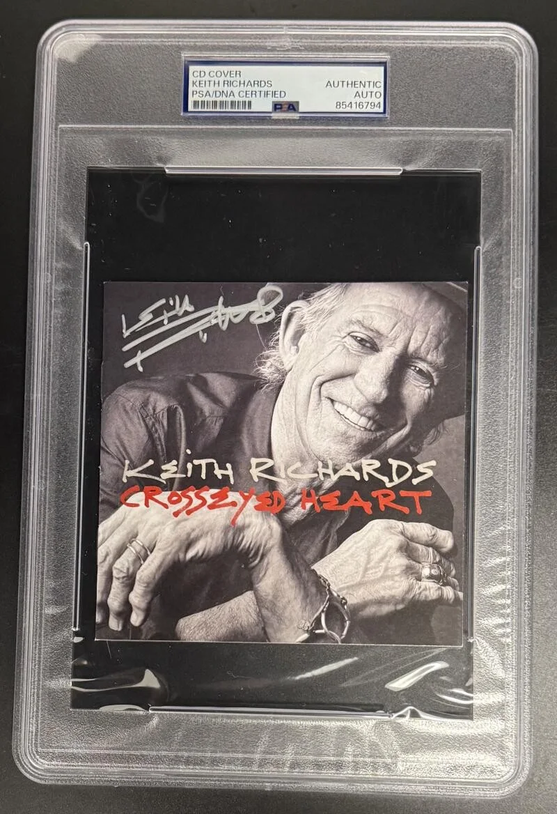 Keith Richards — Keith Richards Signed Autograph PSA/DNA Slabbed Cross Eyed Heart CD Cover COA A