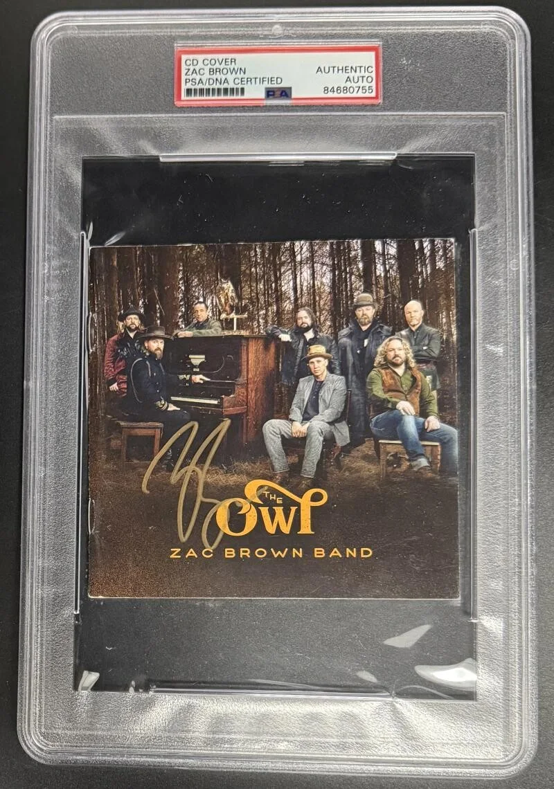 Zac Brown — Zac Brown Band Owl Signed Autograph PSA/DNA Encapsulated Slabbed CD Cover COA B