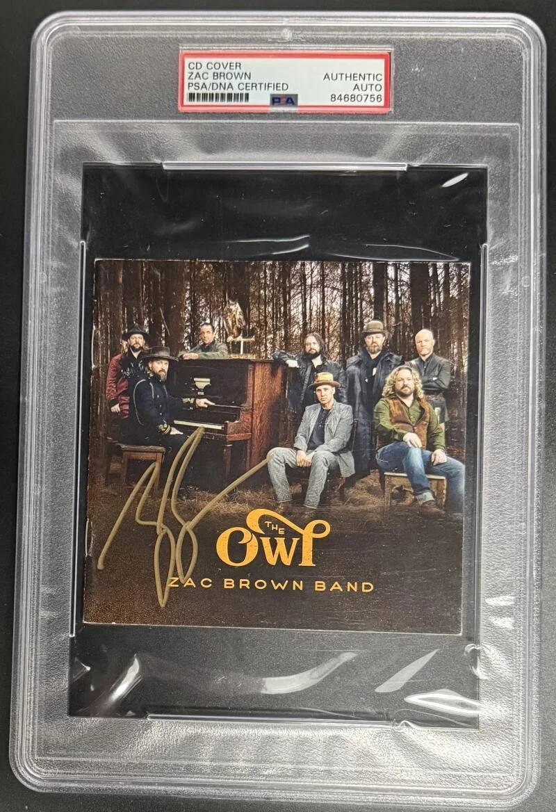 Zac Brown — Zac Brown Signed Autograph PSA/DNA Encapsulated Slabbed Band Owl CD Cover COA A