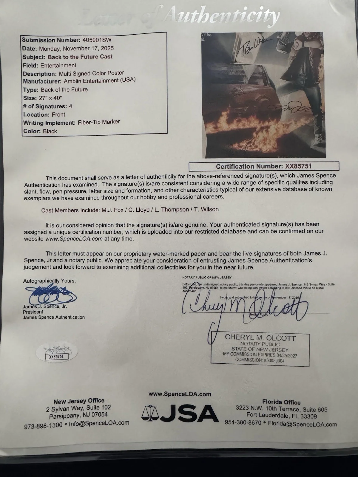 “Back to the Future” Autographed Original movie Poster, image 2