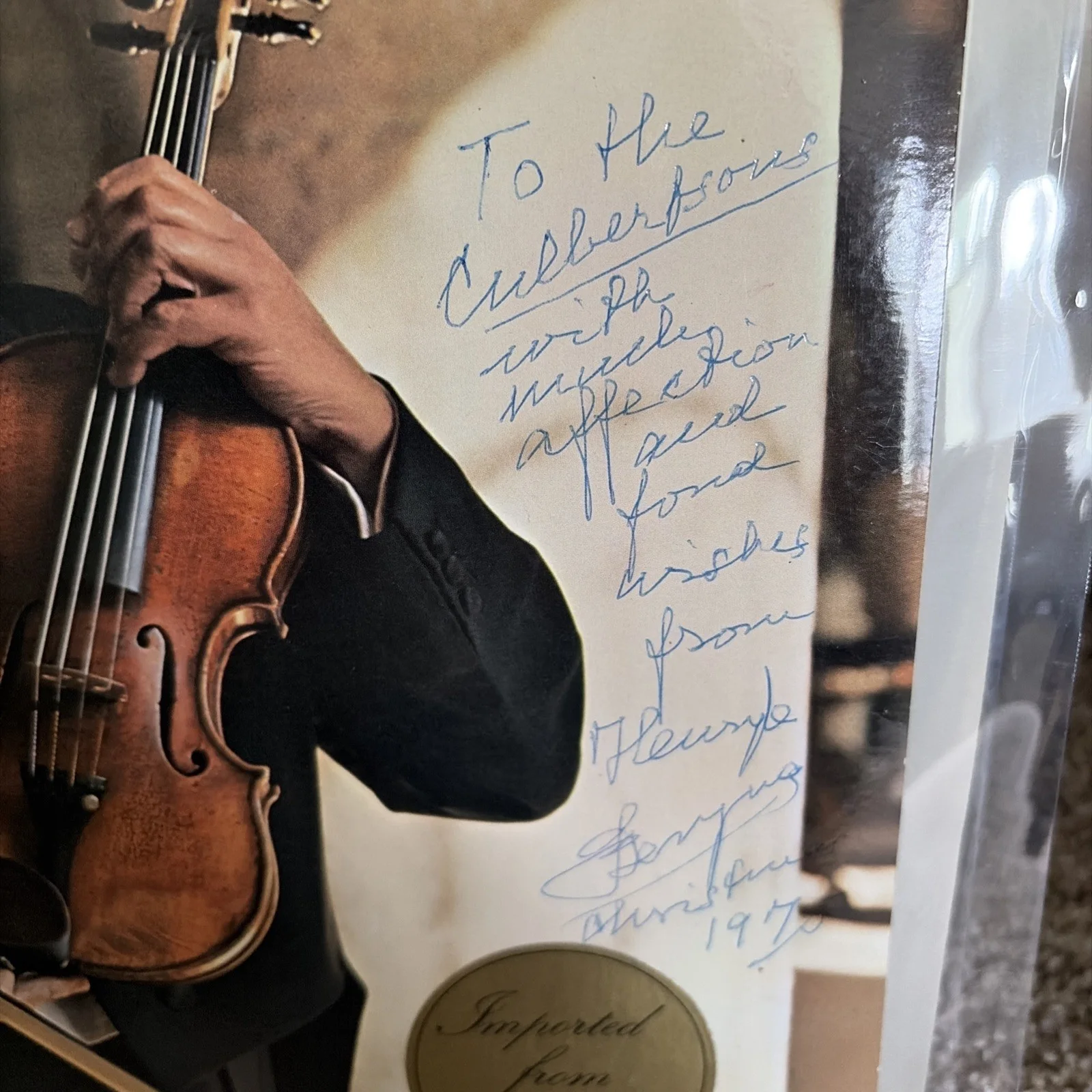 'HENRYK SZERYNG Violinist Autographed Record Jacket' Philips/Lalo Holland NM, изображение 2