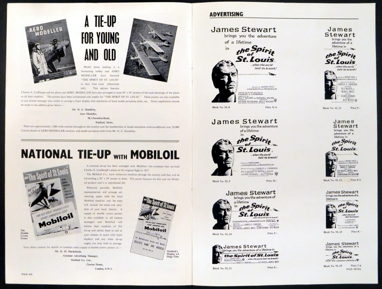 SPIRIT OF ST. LOUIS 1957 James Stewart - Charles A. Lindbergh UK CAMPAIGN BOOK, изображение 2