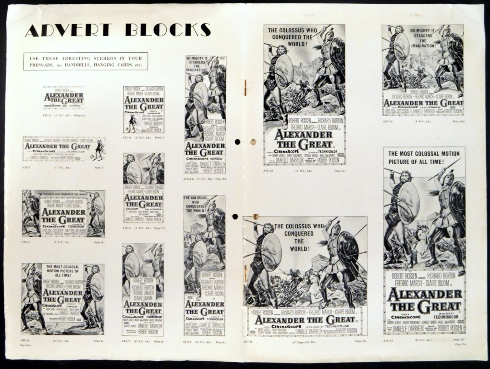 ALEXANDER THE GREAT 1956 Richard Burton Fredric March Claire Bloom CAMPAIGN BOOK, image 3