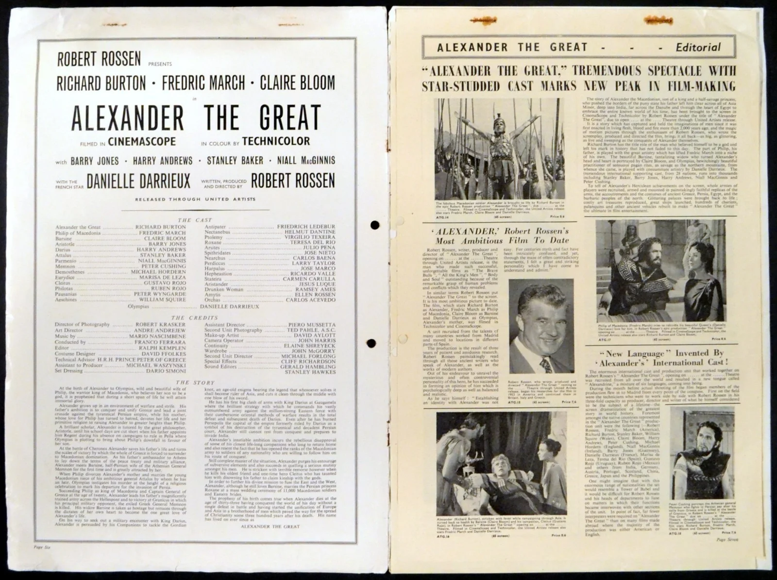ALEXANDER THE GREAT 1956 Richard Burton Fredric March Claire Bloom CAMPAIGN BOOK, image 4
