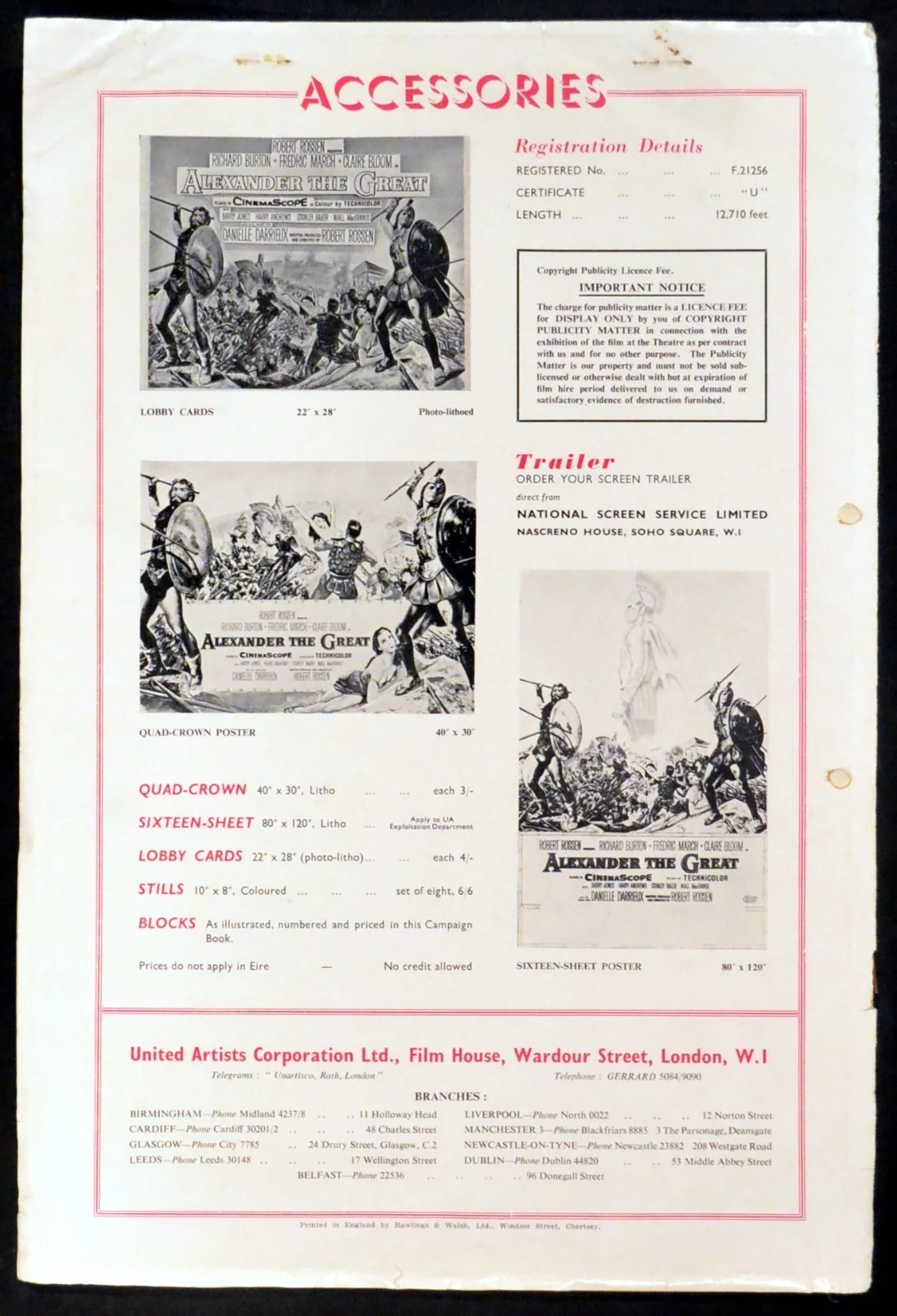 ALEXANDER THE GREAT 1956 Richard Burton Fredric March Claire Bloom CAMPAIGN BOOK, image 5