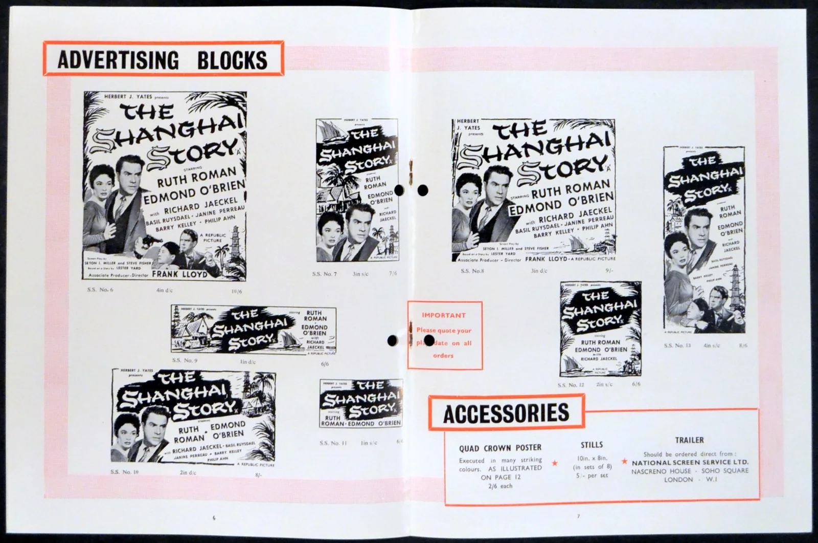 SHANGHAI STORY 1954 Ruth Roman, Edmond O'Brien, Richard Jaeckel UK CAMPAIGN BOOK, изображение 2