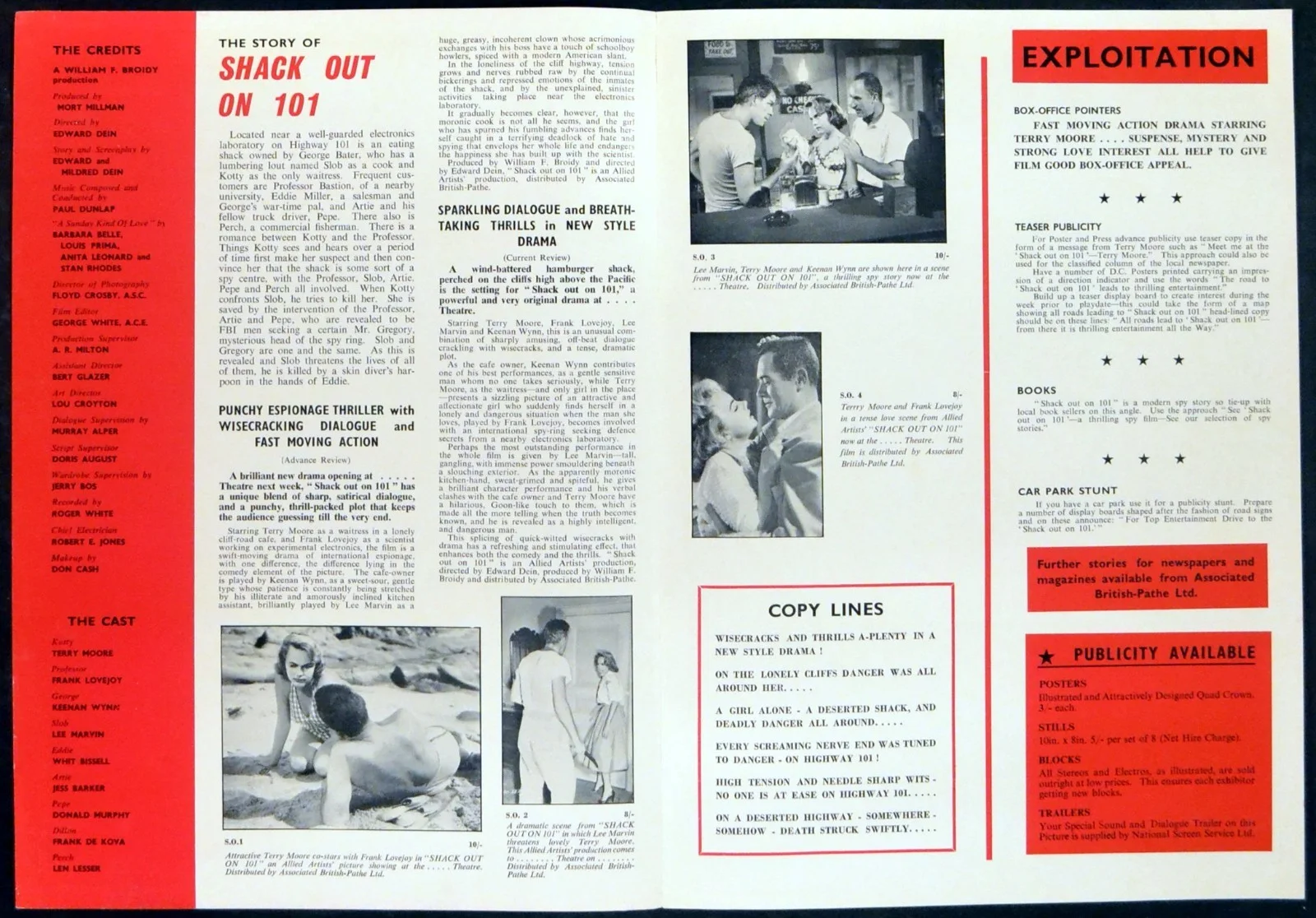 SHACK OUT ON 101 1955 Terry Moore, Frank Lovejoy, Keenan Wynn UK CAMPAIGN BOOK, изображение 2