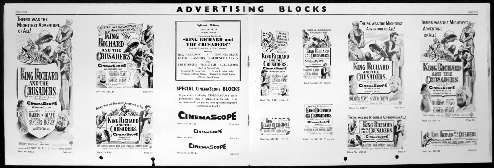 KING RICHARD AND THE CRUSADERS 1954 Rex Harrison, Virginia Mayo CAMPAIGN BOOK, изображение 2