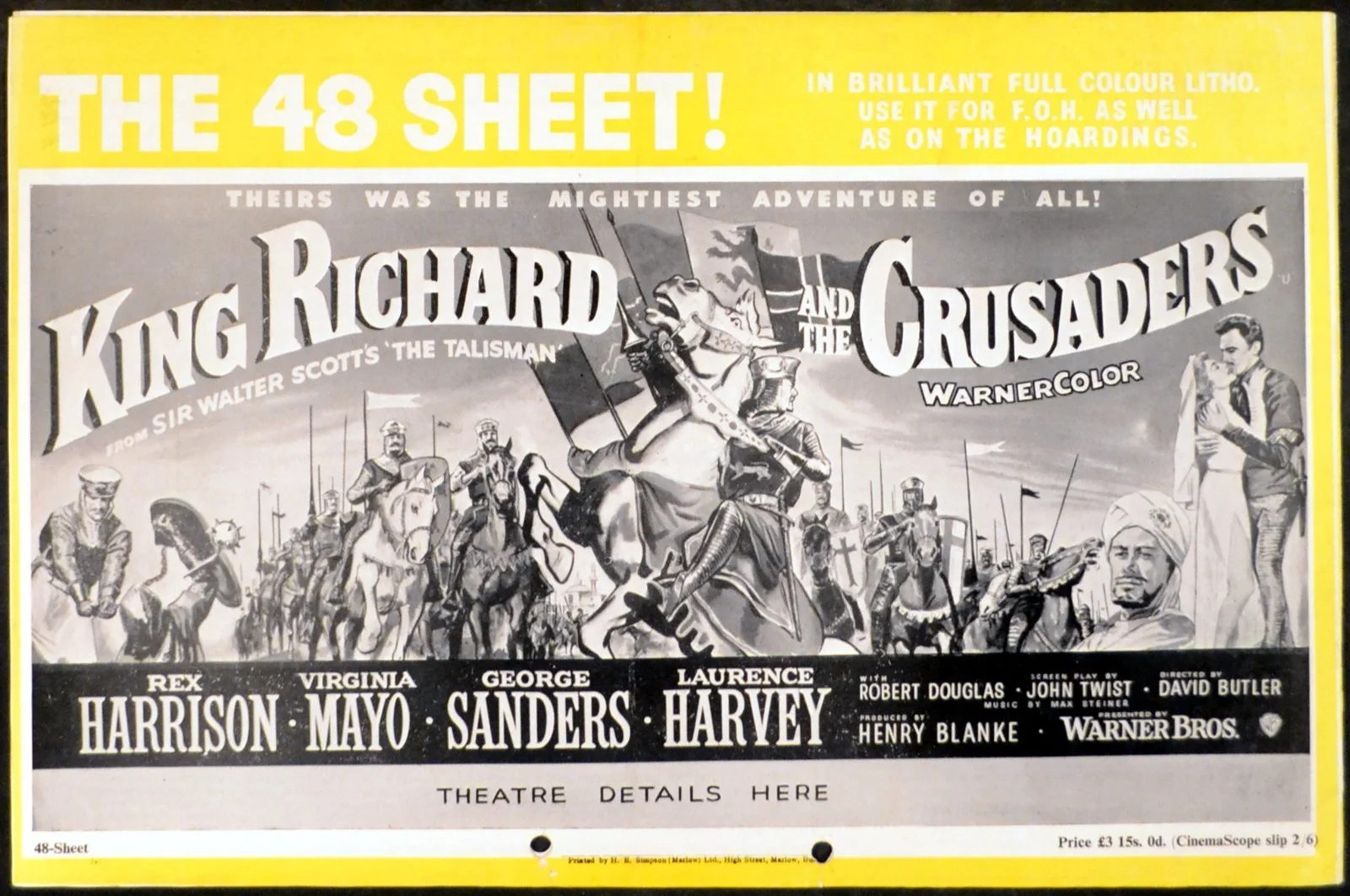 KING RICHARD AND THE CRUSADERS 1954 Rex Harrison, Virginia Mayo CAMPAIGN BOOK, изображение 3