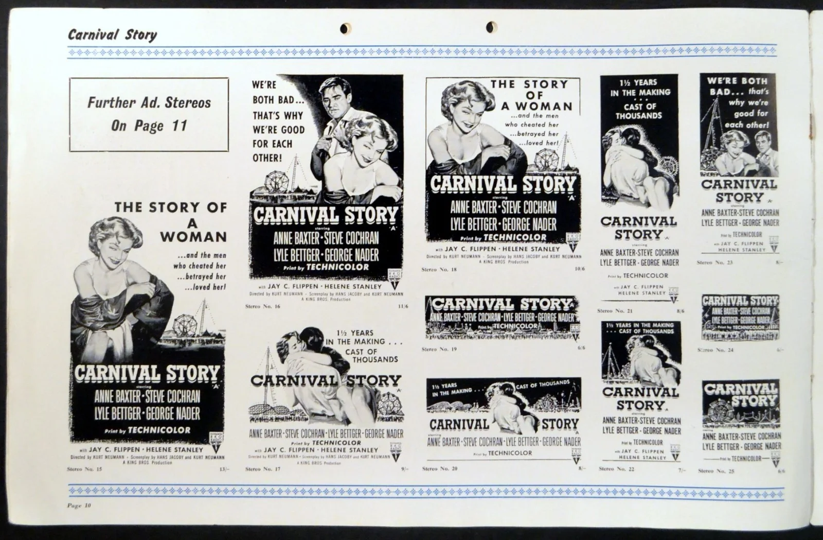 CARNIVAL STORY 1954 Anne Baxter, Steve Cochran, Lyle Bettger UK PRESSBOOK, image 4