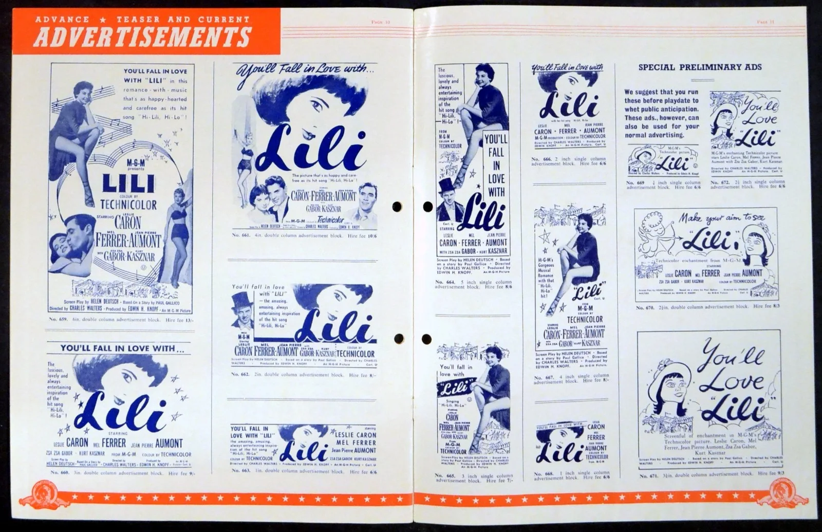LILI 1953 Leslie Caron, Mel Ferrer, Jean-Pierre Aumont UK PRESSBOOK, изображение 2