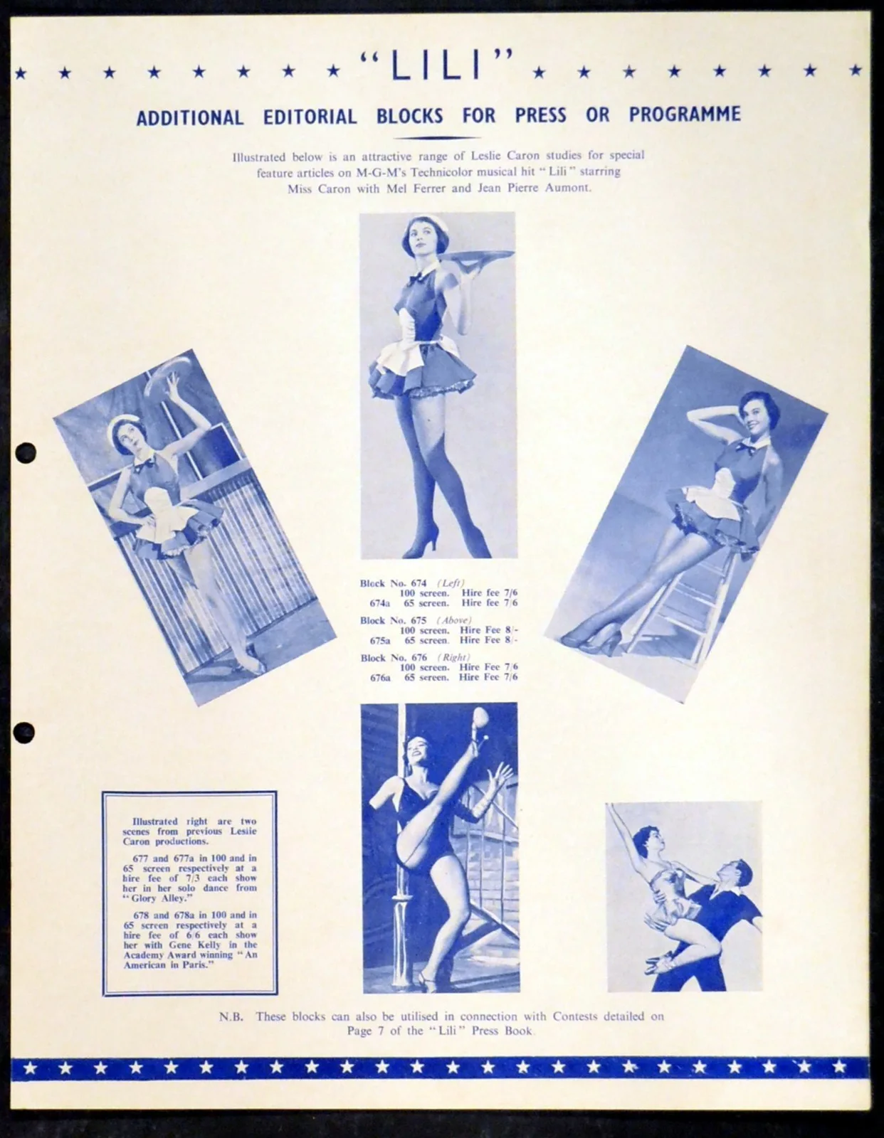 LILI 1953 Leslie Caron, Mel Ferrer, Jean-Pierre Aumont UK PRESSBOOK, изображение 3
