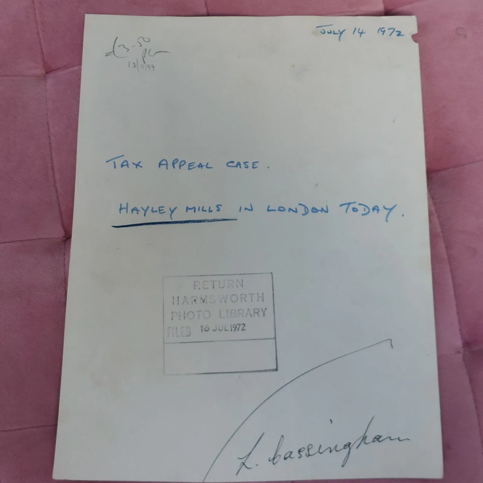 Hayley Mills Original 1972 Press Photo - Tax Appeal Case London High Court, изображение 2
