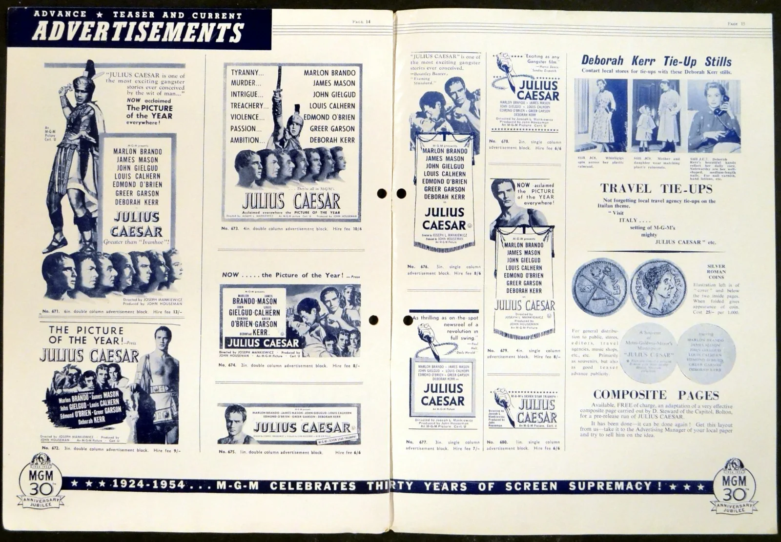 JULIUS CAESAR 1953 Marlon Brando, James Mason, John Gielgud UK PRESSBOOK, изображение 4