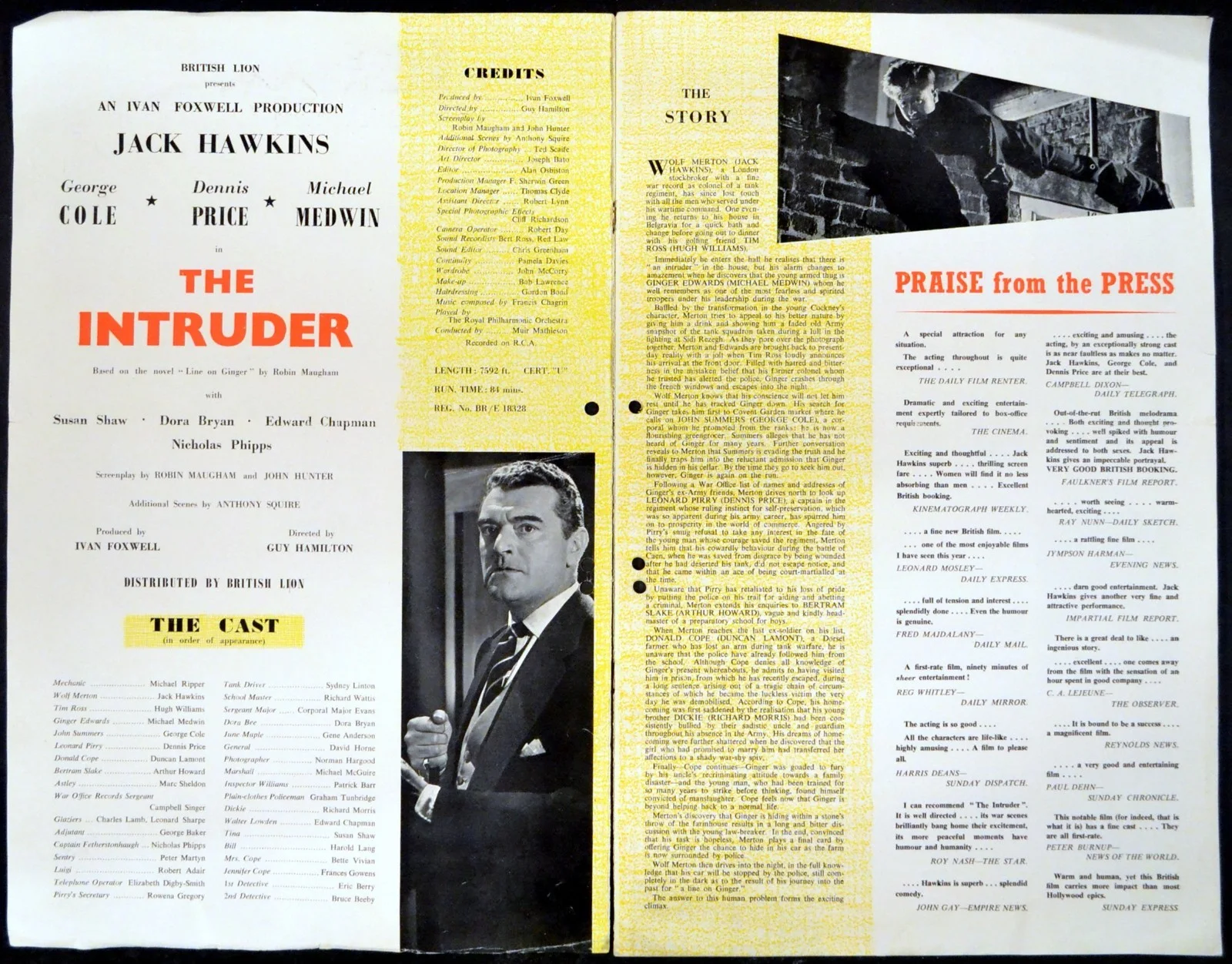 INTRUDER 1953 Jack Hawkins, Dennis Price, Michael Medwin CAMPAIGN BOOK, изображение 2