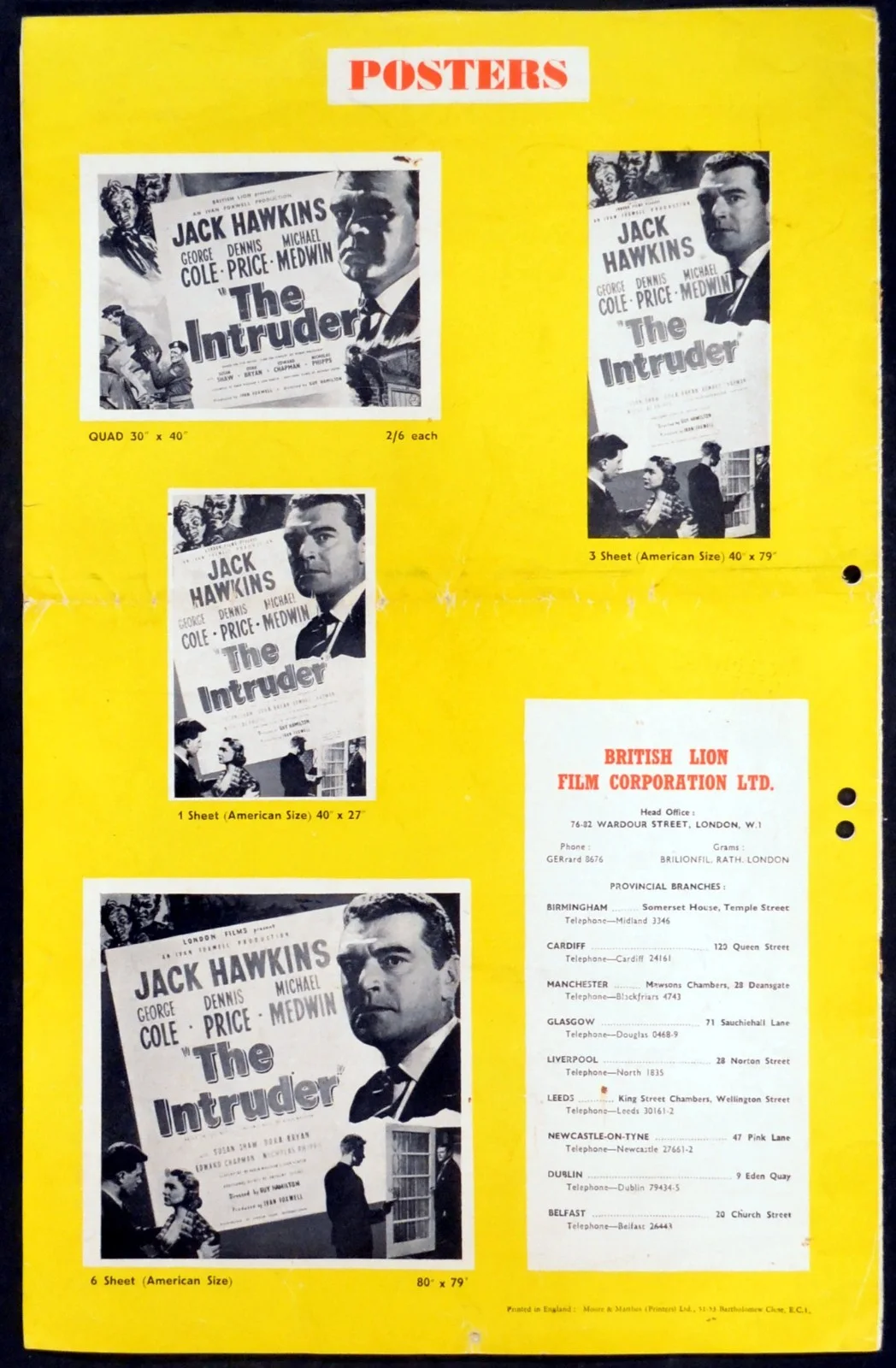 INTRUDER 1953 Jack Hawkins, Dennis Price, Michael Medwin CAMPAIGN BOOK, изображение 4