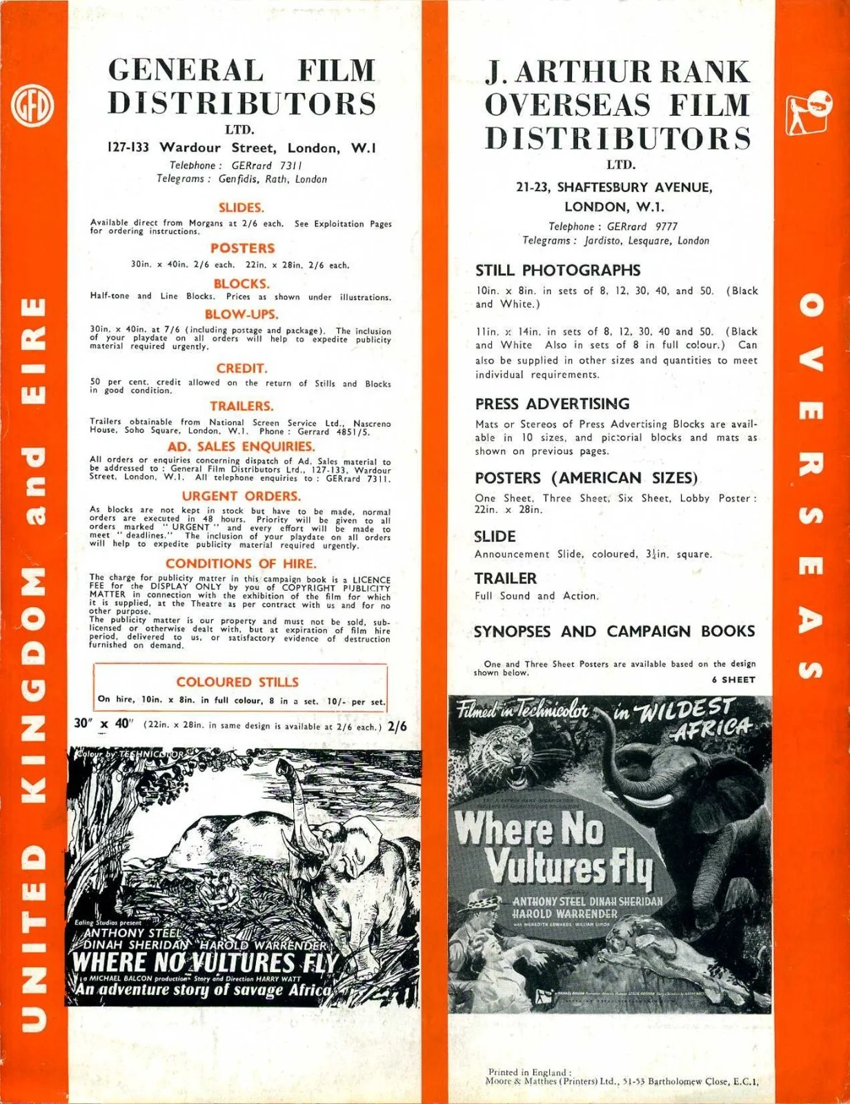 WHERE NO VULTURES FLY 1951 Anthony Steel, Dinah Sheridan UK PRESSBOOK, image 2