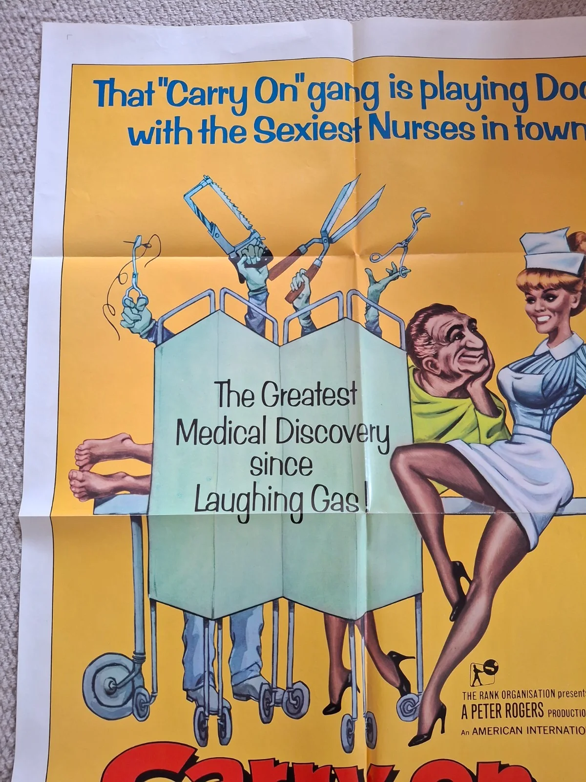 Rare & Original Carry on Doctor US One Sheet Film Cinema Movie Poster 27 x 41", изображение 3