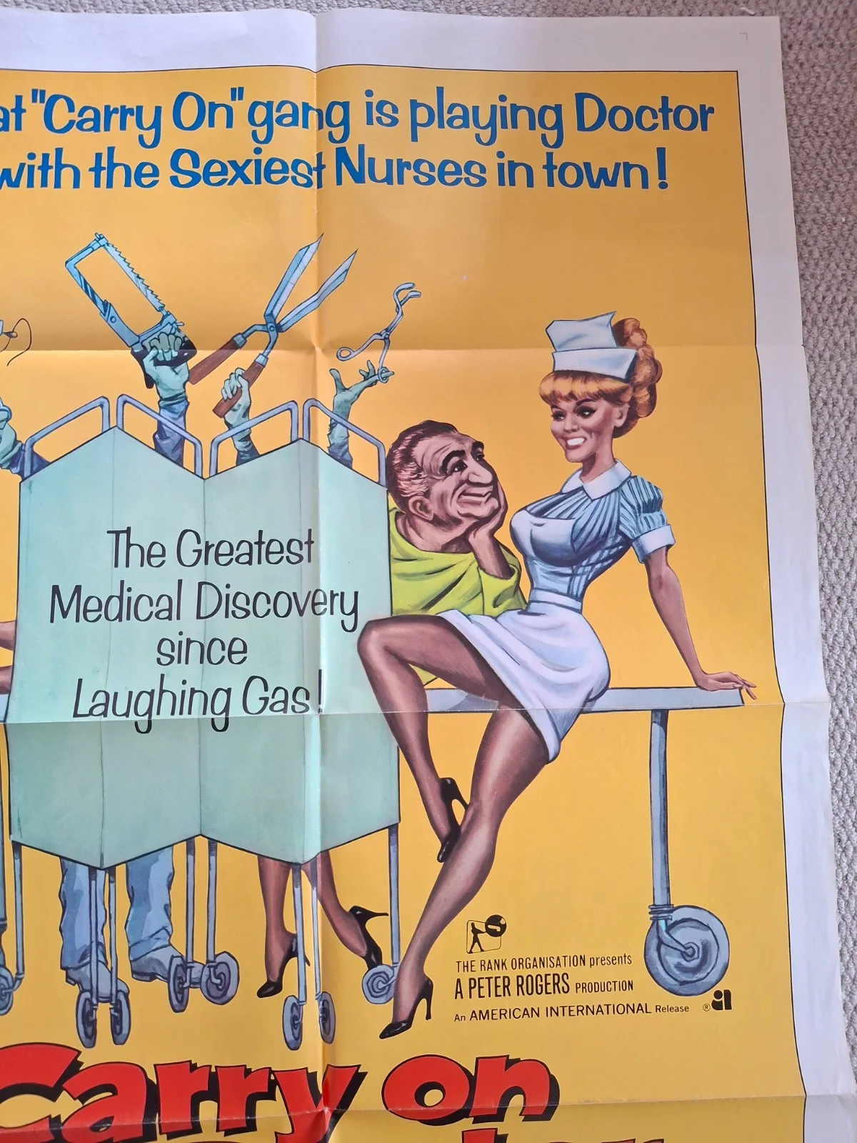 Rare & Original Carry on Doctor US One Sheet Film Cinema Movie Poster 27 x 41", изображение 4