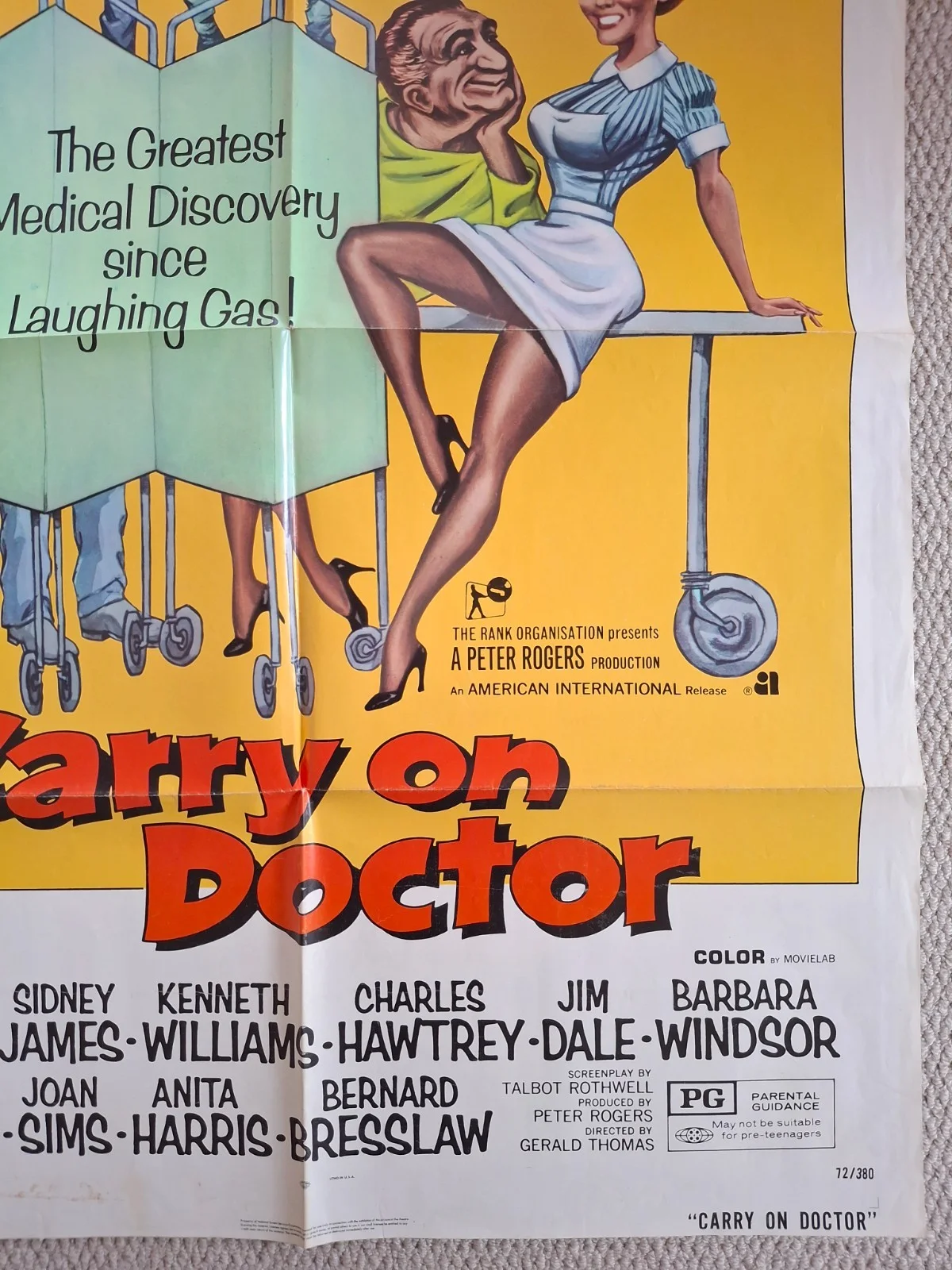 Rare & Original Carry on Doctor US One Sheet Film Cinema Movie Poster 27 x 41", изображение 5