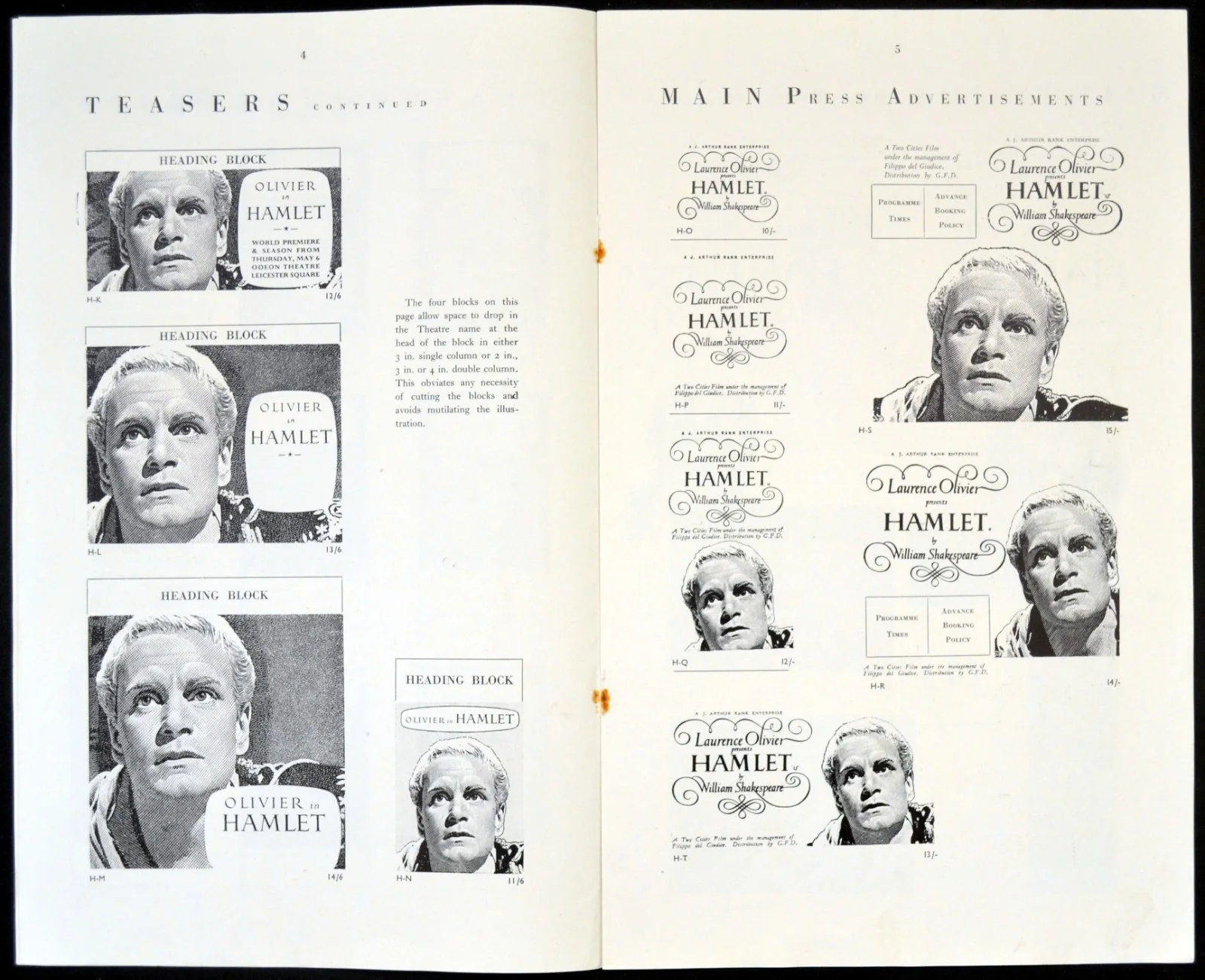 HAMLET 1948 Laurence Olivier, Jean Simmons William Shakespeare UK PRESSBOOK, изображение 3