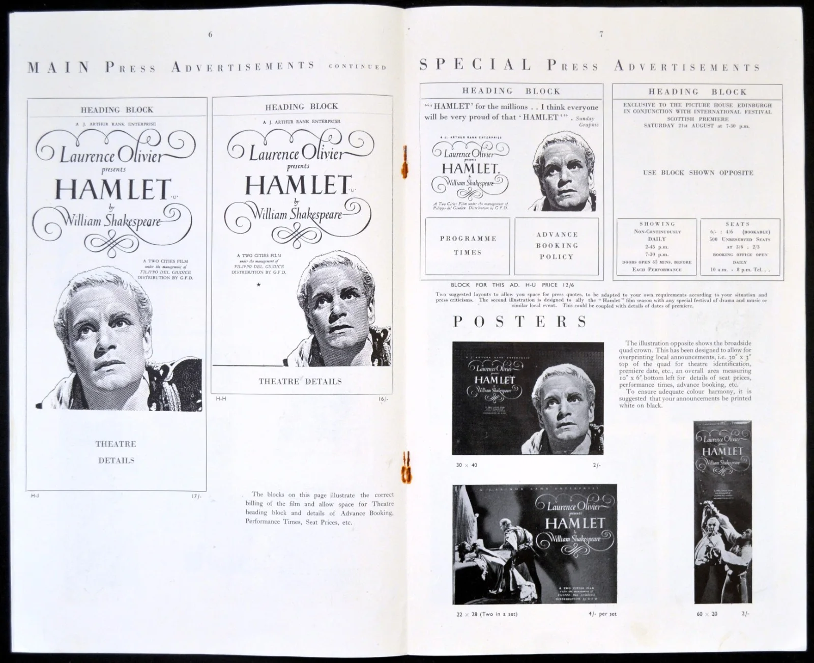 HAMLET 1948 Laurence Olivier, Jean Simmons William Shakespeare UK PRESSBOOK, изображение 4