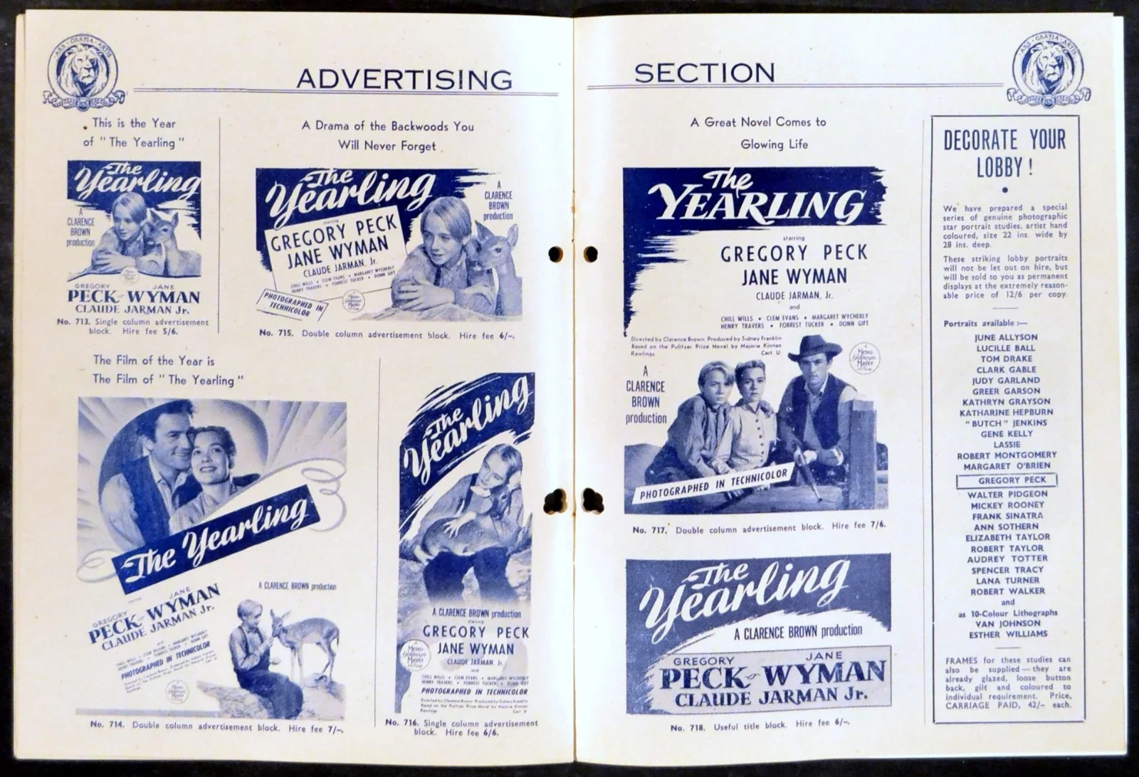 YEARLING 1946 Gregory Peck, Jane Wyman, Claude Jarman Jr. UK PRESSBOOK, image 2