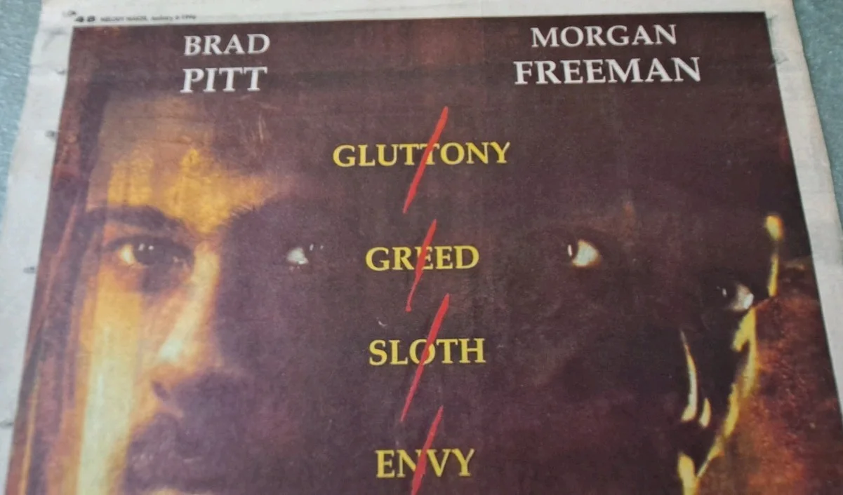 SEVEN - Brad Pitt / Morgan Freeman - Original Full Page newspaper advert. 1996, изображение 2