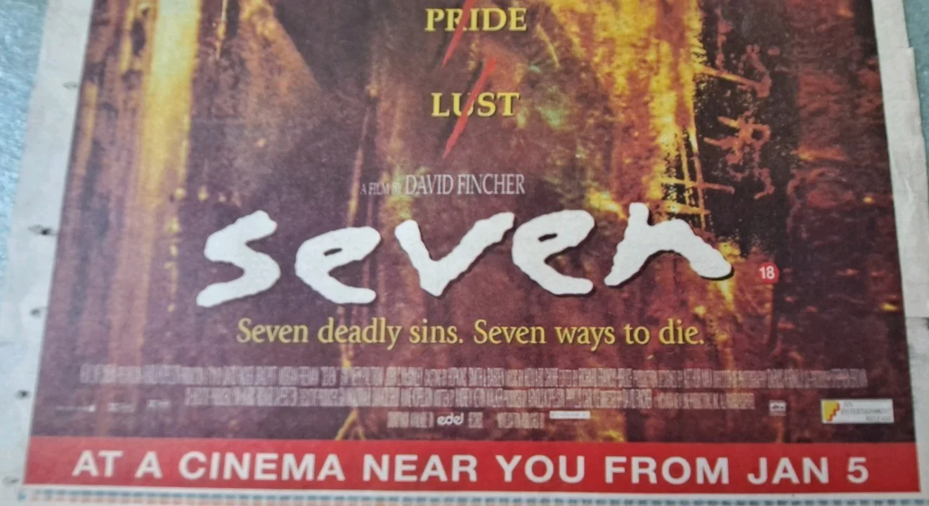 SEVEN - Brad Pitt / Morgan Freeman - Original Full Page newspaper advert. 1996, изображение 3