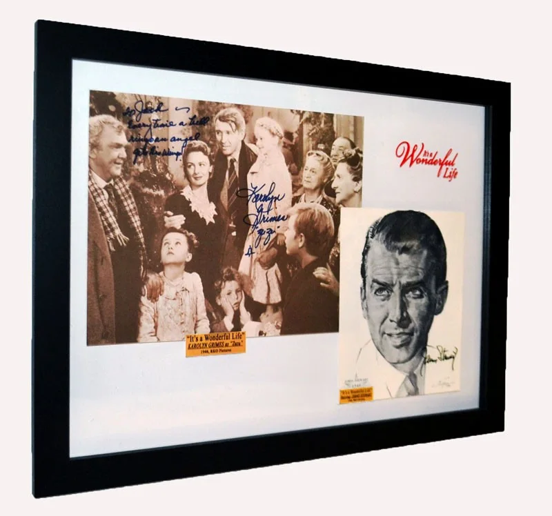 JIMMY STEWART, KAROLYN GRIMES — JIMMY STEWART & ZUZU Signed IT'S A WONDERFUL LIFE, COA DVD, Ornament, UACC Frame, изображение 2