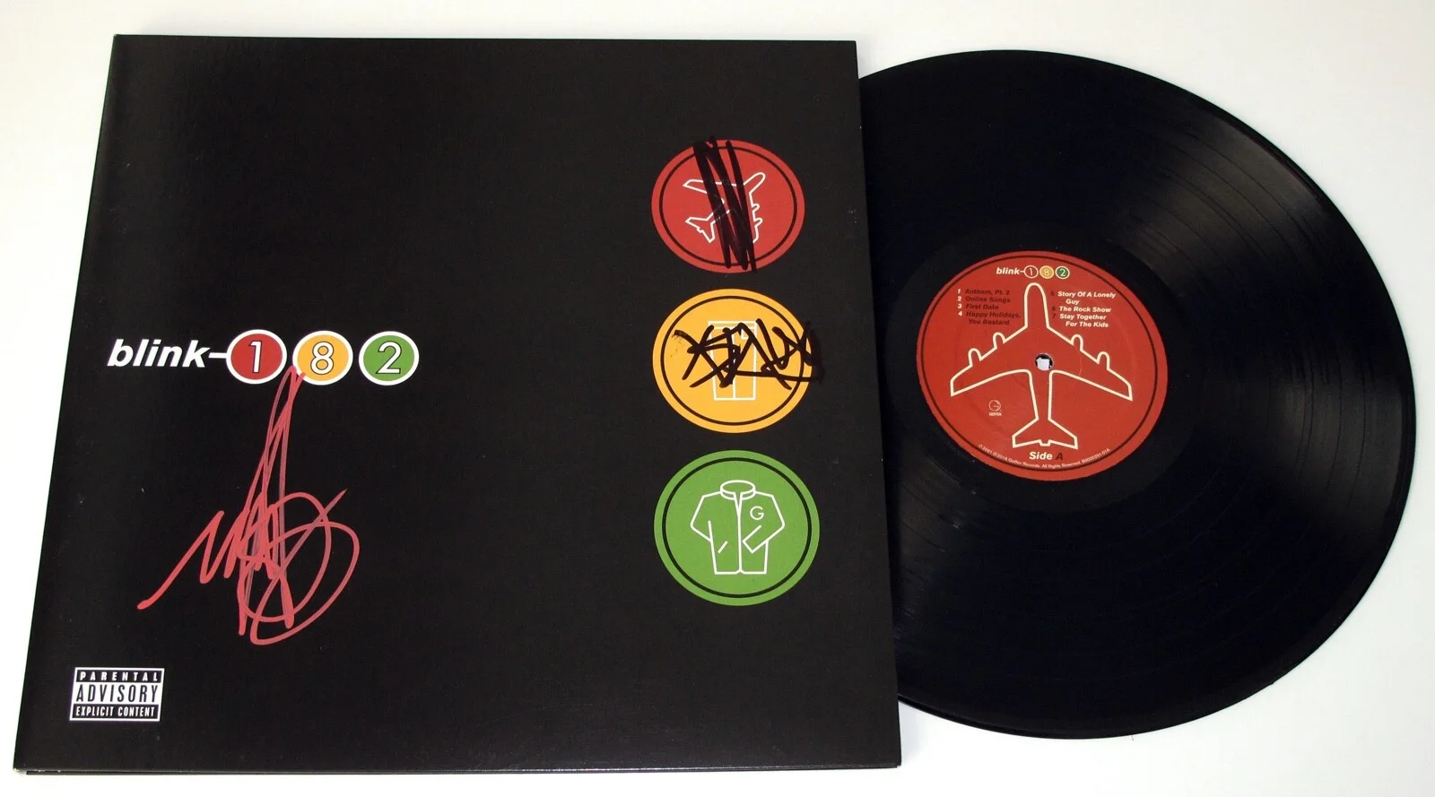MARK HOPPUS, TRAVIS BARKER - BLINK 182 — MARK HOPPUS & TRAVIS BARKER signed BLINK 182 "TAKE OFF" VINYL ALBUM Ex Proof JSA, image 5