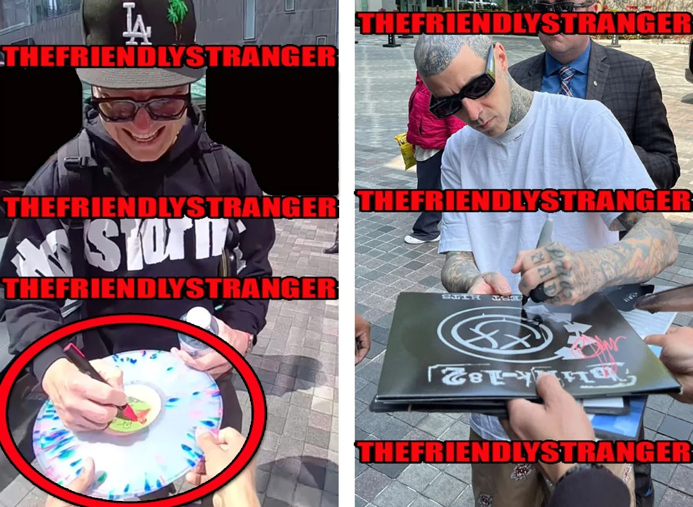 MARK HOPPUS, TRAVIS BARKER - BLINK 182 — TRAVIS BARKER & MARK HOPPUS signed "BLINK 182" VINYL RECORD Exact Proof JSA Rare, image 4