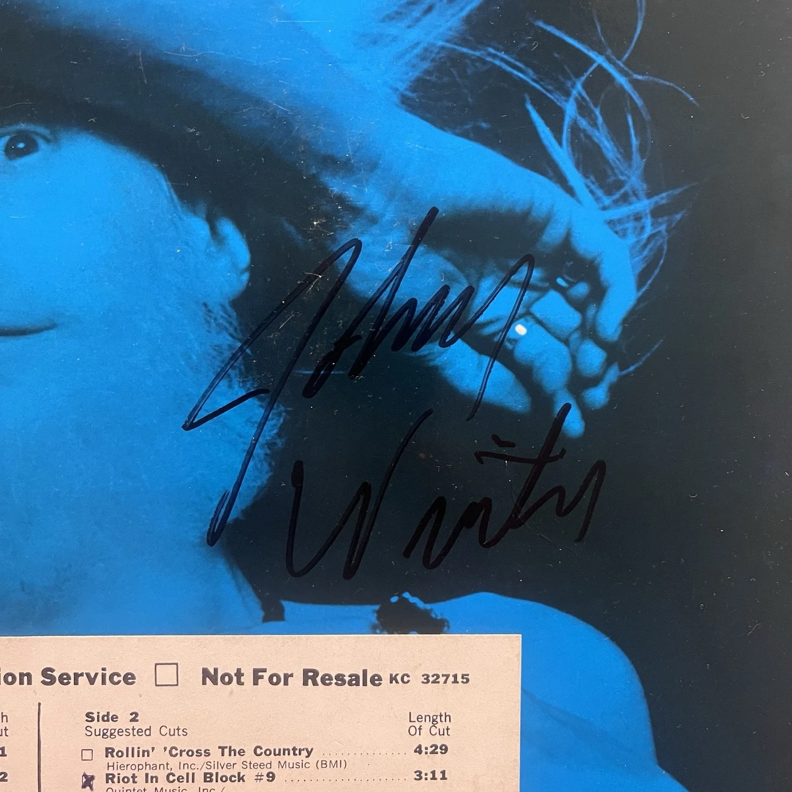 Johnny Winter Signed Autographed Saints & Sinners Vinyl Album Promo, image 2