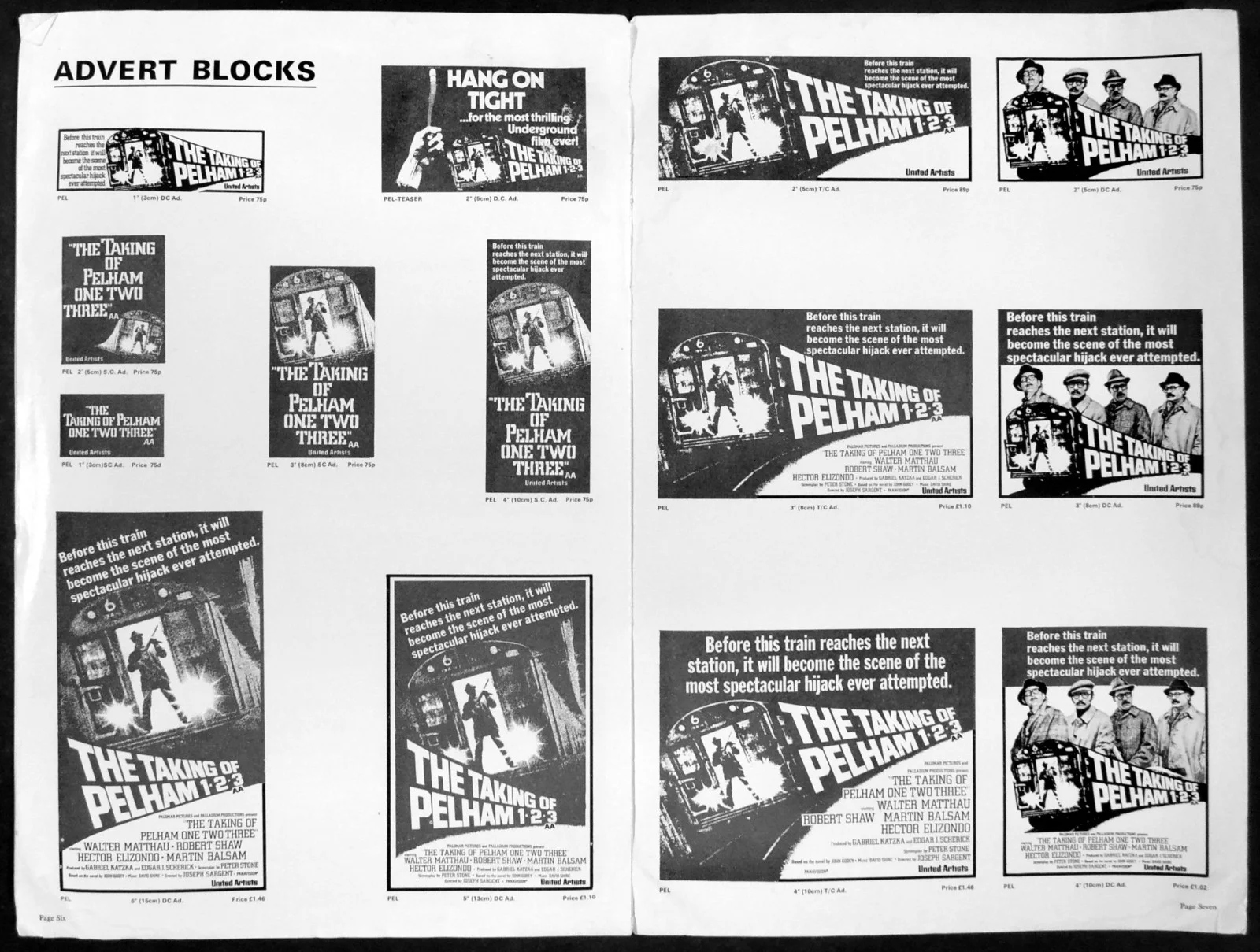 TAKING OF PELHAM ONE TWO THREE 1974 Walter Matthau, Robert Shaw UK CAMPAIGN BOOK, изображение 2