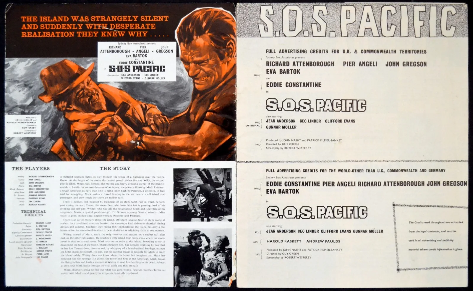 S.O.S. PACIFIC 1959 Eddie Constantine, Richard Attenborough UK PRESSBOOK, изображение 2