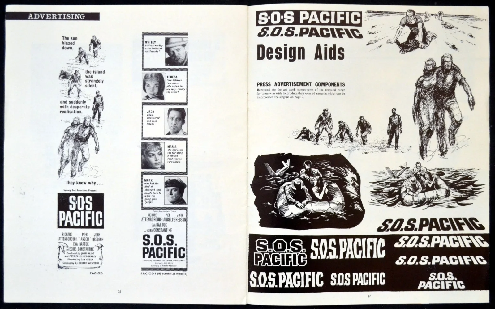 S.O.S. PACIFIC 1959 Eddie Constantine, Richard Attenborough UK PRESSBOOK, изображение 5