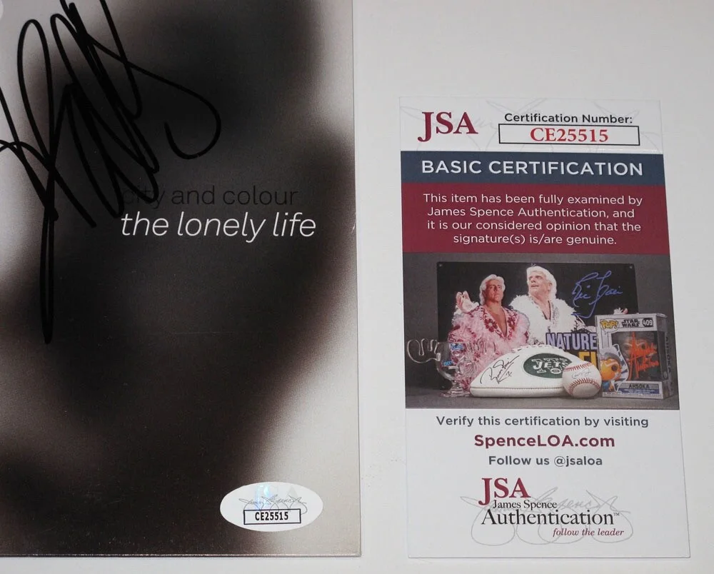 DALLAS GREEN City, Colour — Dallas Green CITY AND COLOUR signed THE LONELY LIFE 7" Vinyl Cover JSA COA Rare, изображение 3