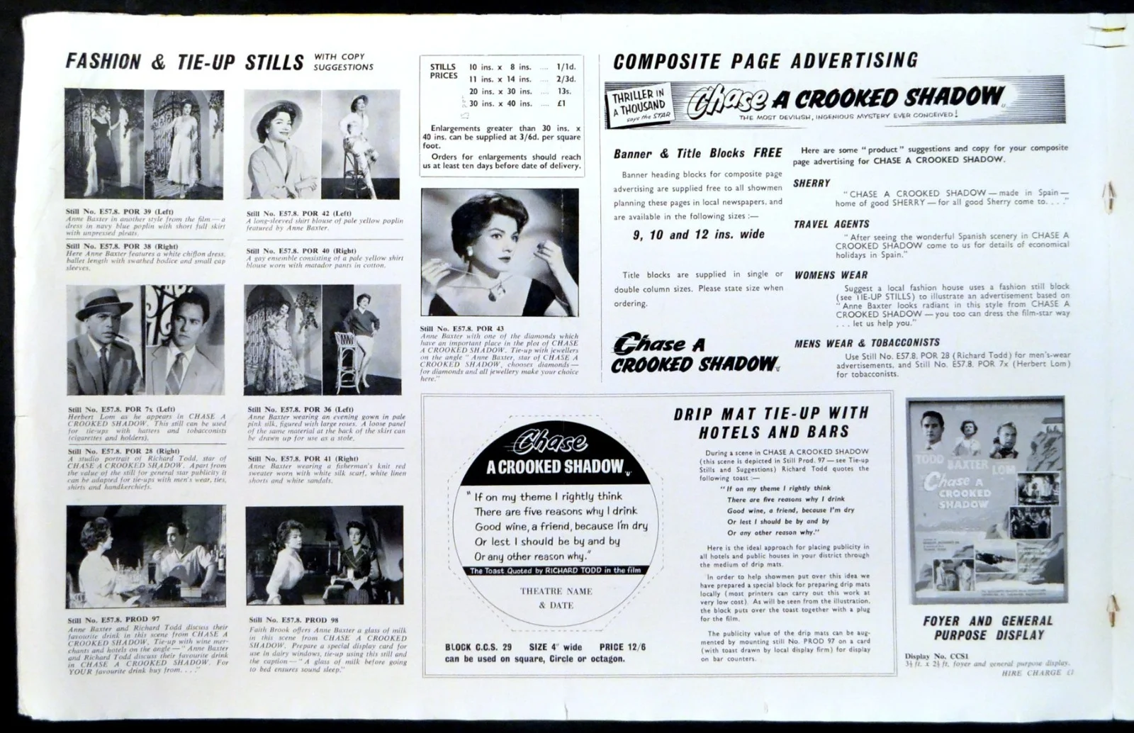 CHASE A CROOKED SHADOW 1958 Richard Todd, Anne Baxter UK CAMPAIGN BOOK, image 3